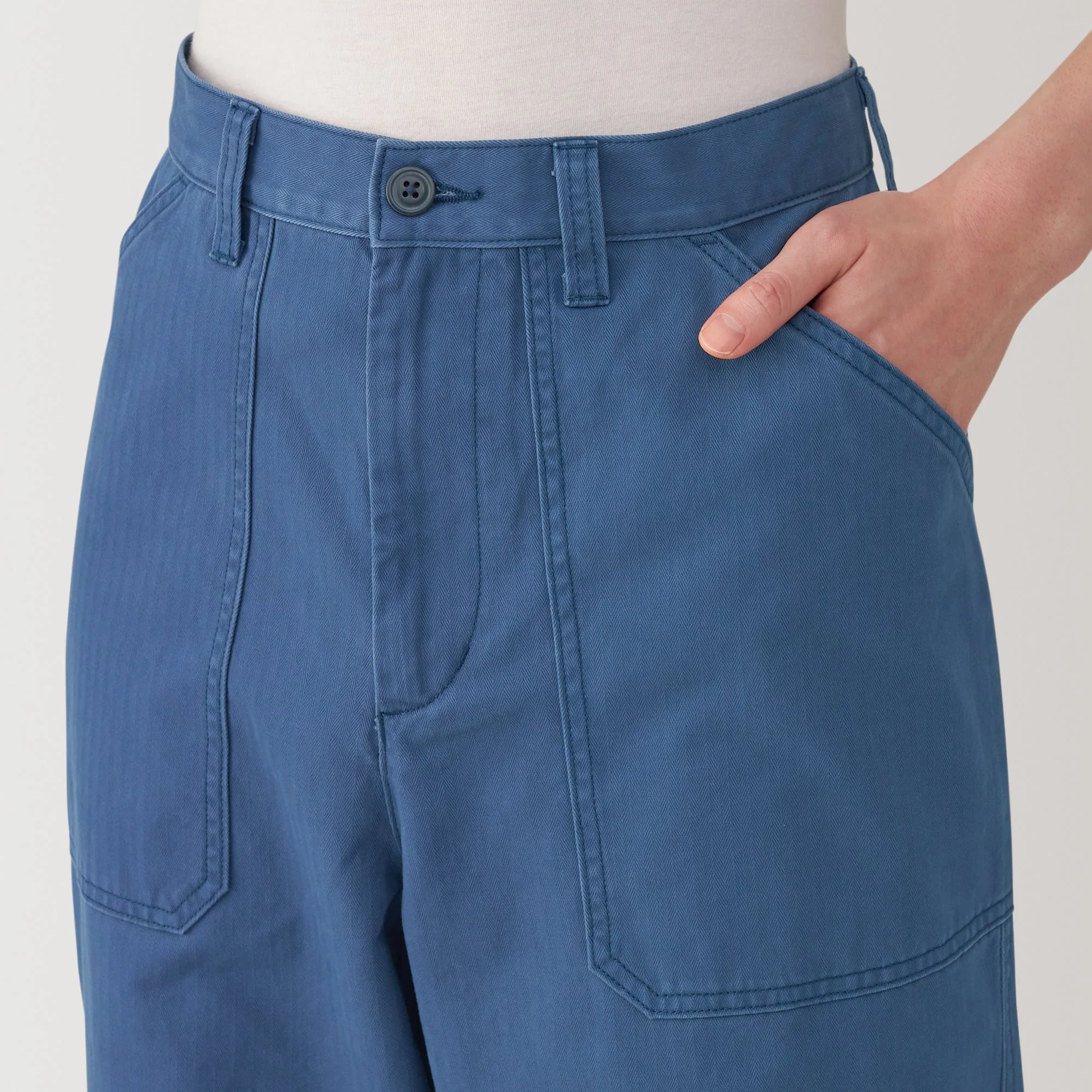 Men's Washed Herringbone Baker Trousers - Image 16