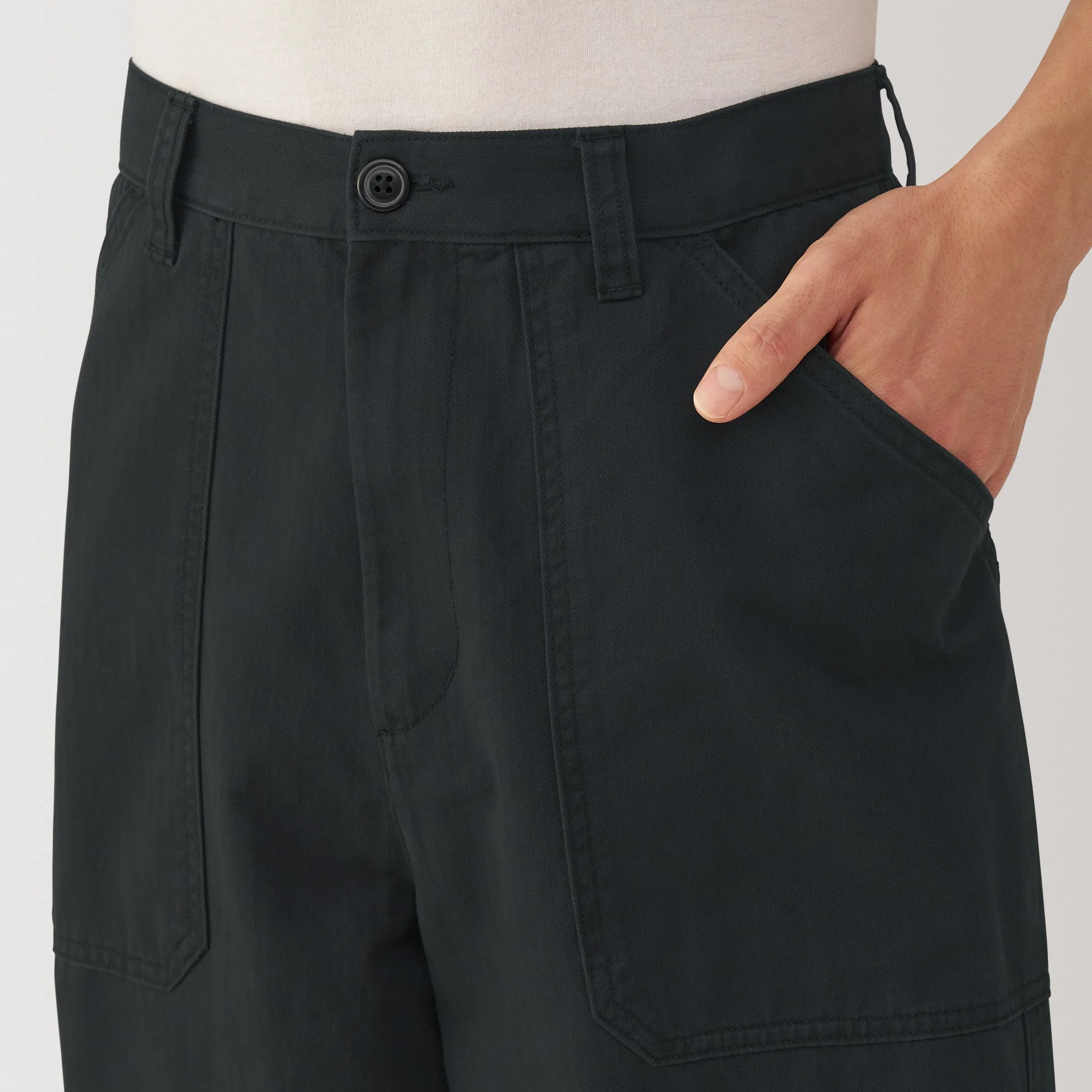 Men's Washed Herringbone Baker Trousers - Image 25