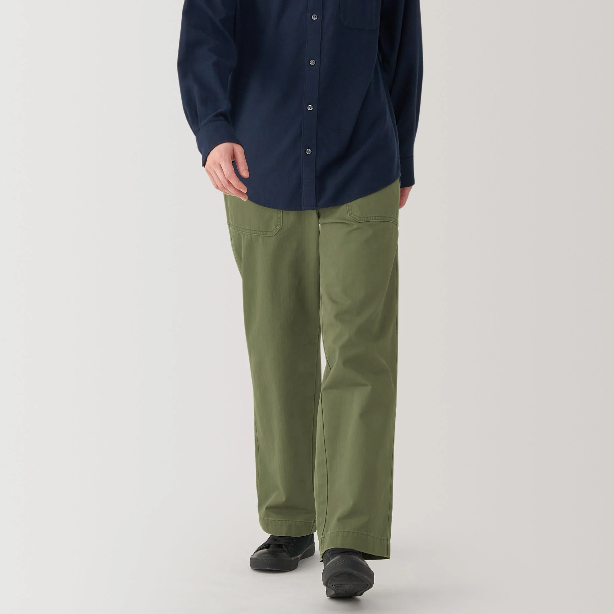 Men's Washed Herringbone Baker Trousers - Image 3