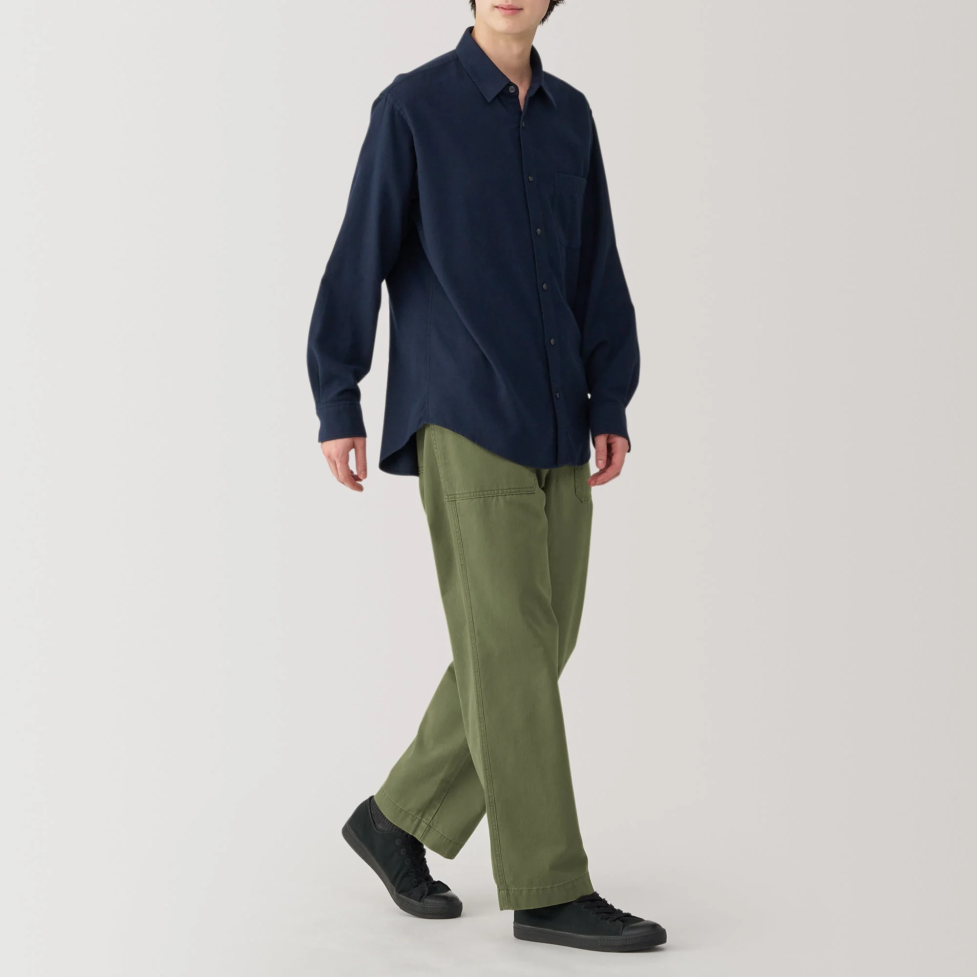 Men's Washed Herringbone Baker Trousers - Image 4