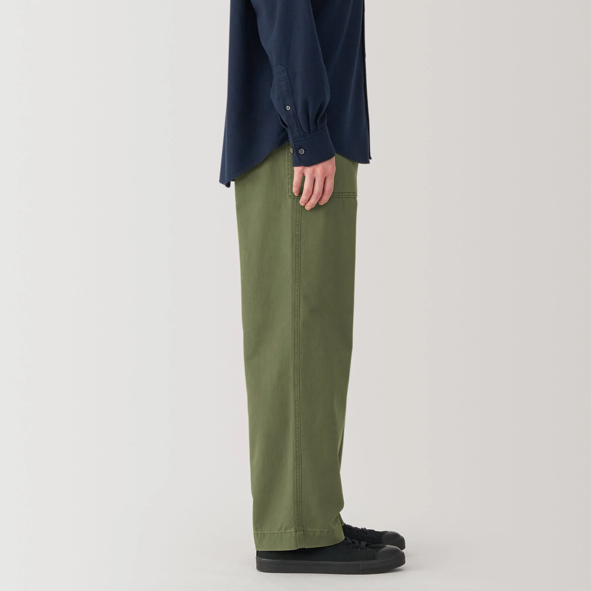 Men's Washed Herringbone Baker Trousers - Image 5