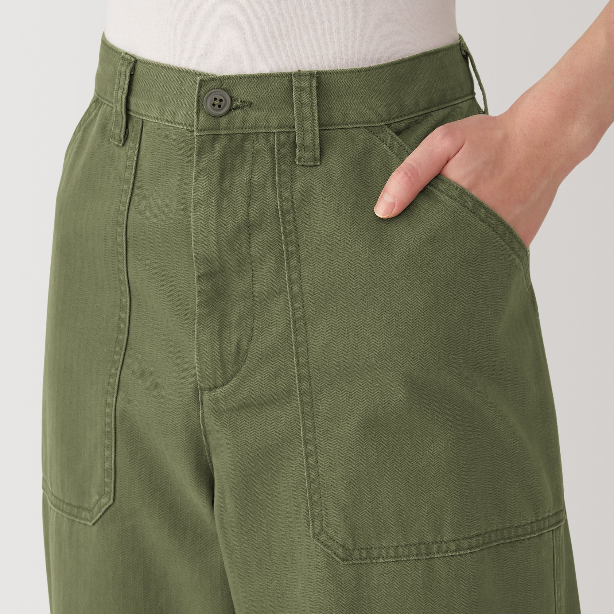 Men's Washed Herringbone Baker Trousers - Image 7