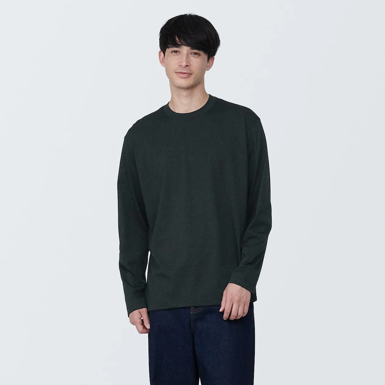 Men's Washed Jersey Crew Neck Long Sleeve T-Shirt - Image 3