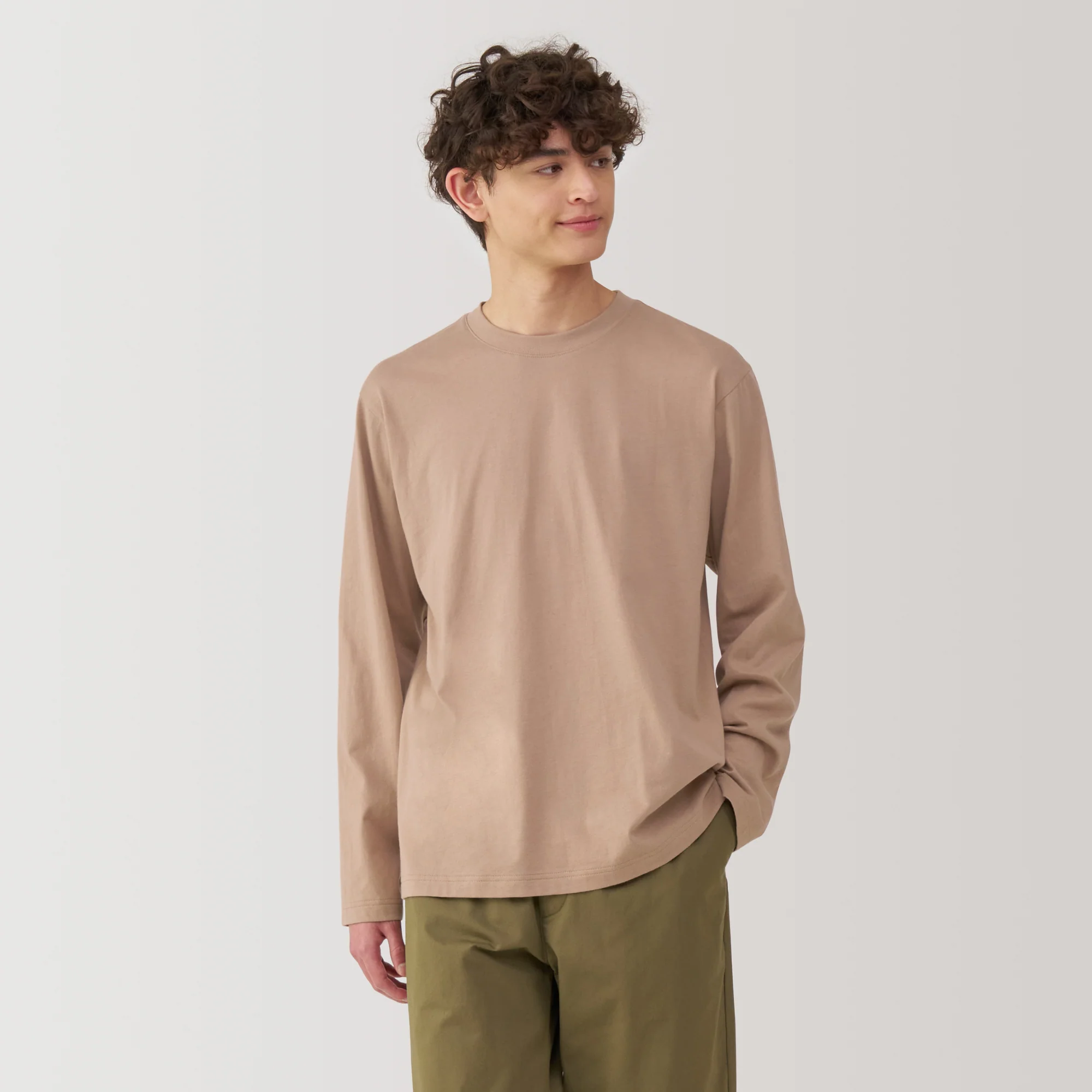 Men's Washed Jersey Crew Neck Long Sleeve T-Shirt - Image 10