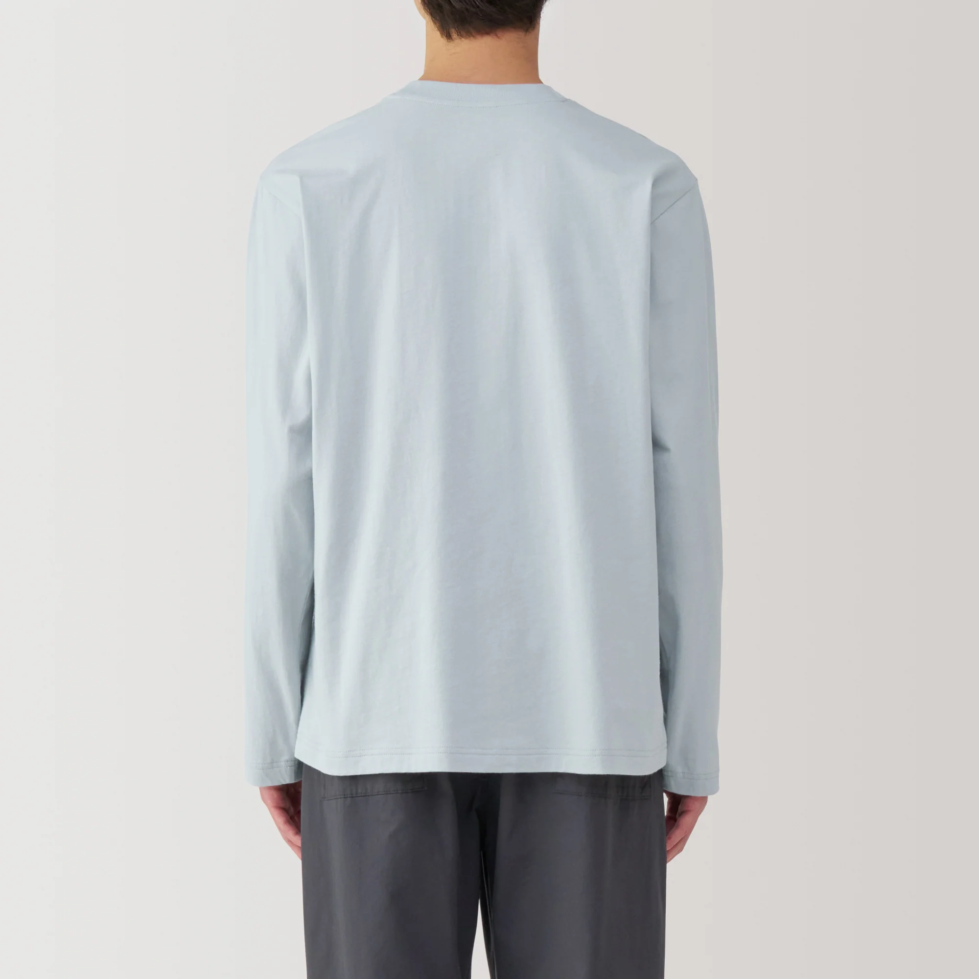 Men's Washed Jersey Crew Neck Long Sleeve T-Shirt - Image 20