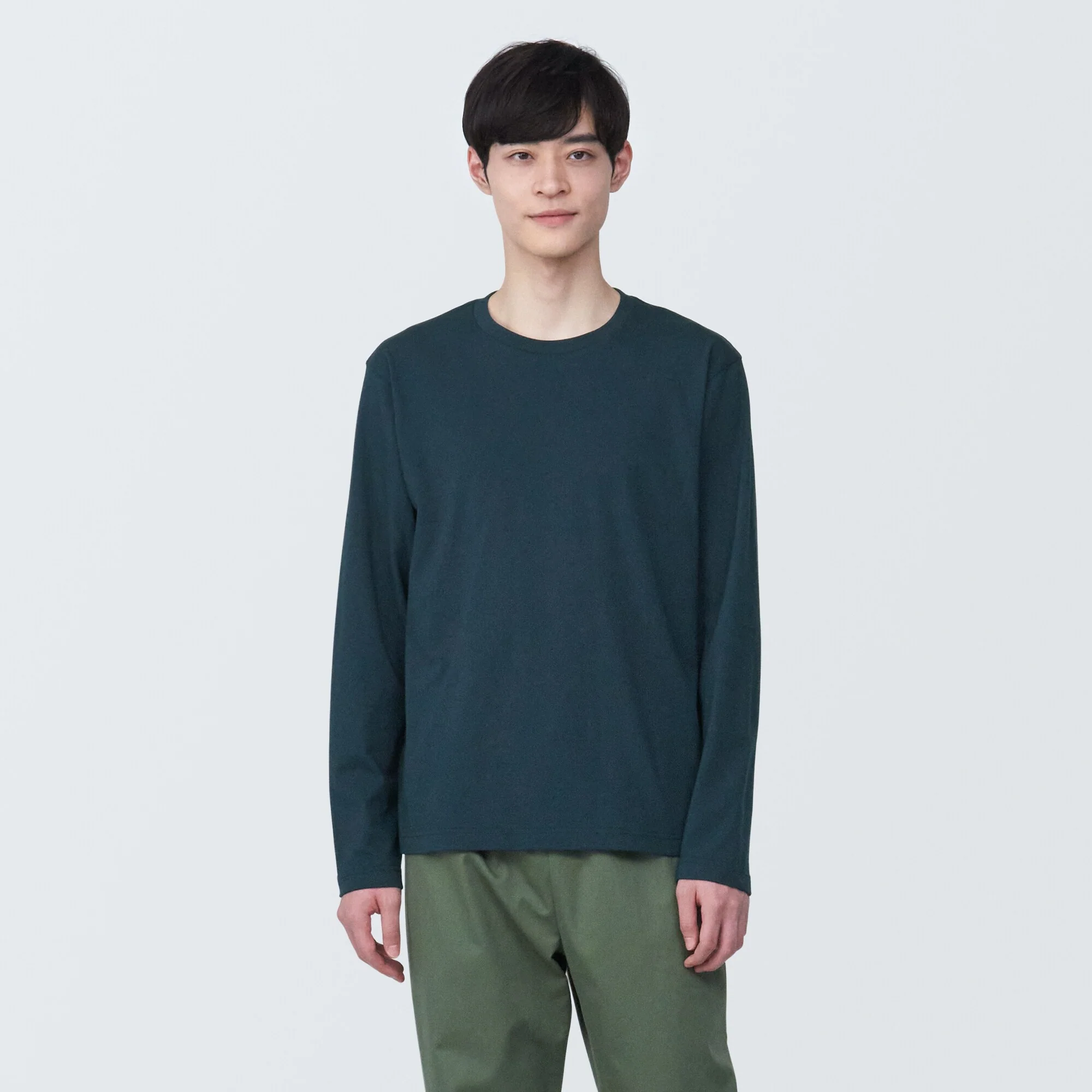 Men's Washed Jersey Crew Neck Long Sleeve T-Shirt - Image 24