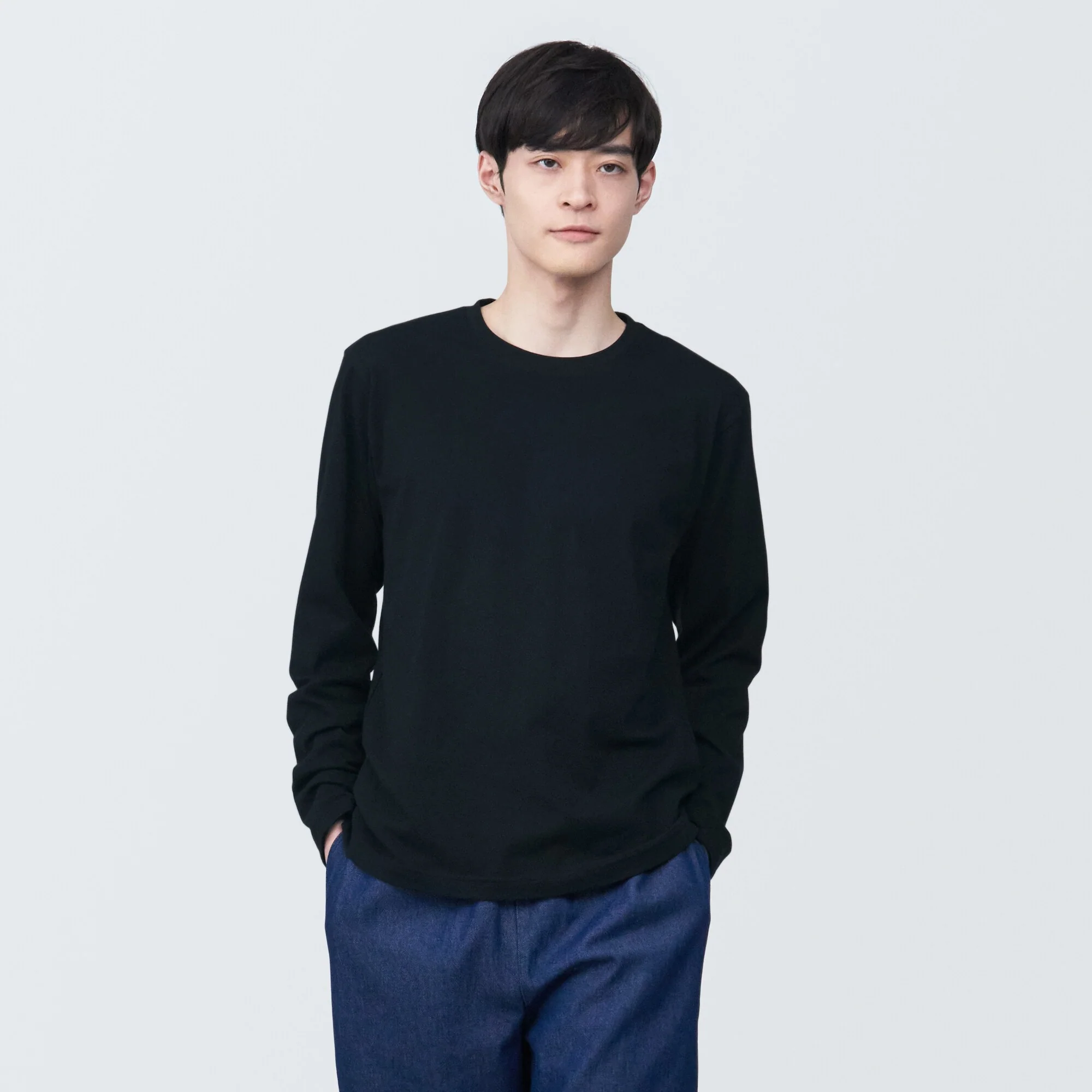 Men's Washed Jersey Crew Neck Long Sleeve T-Shirt - Image 3