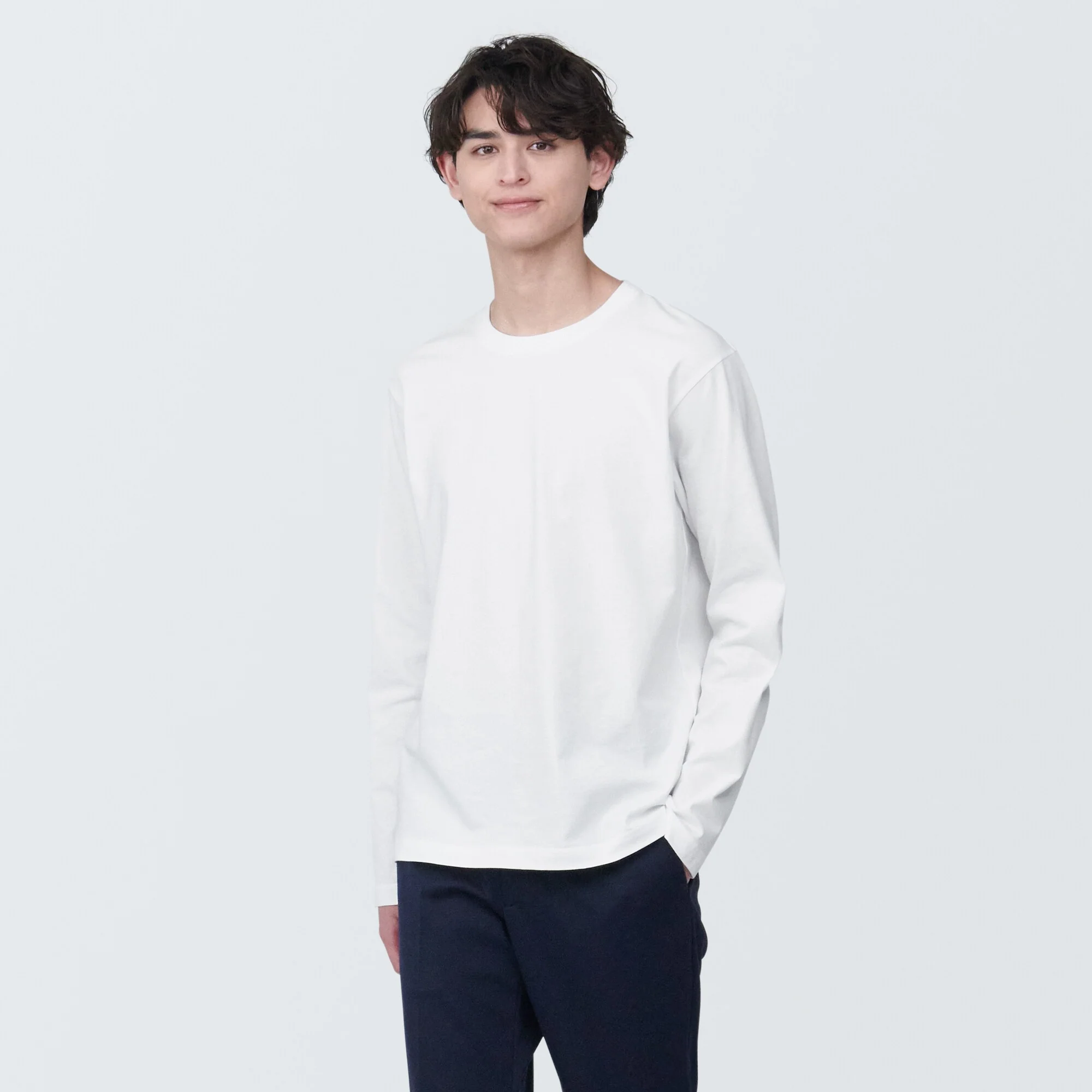 Men's Washed Jersey Crew Neck Long Sleeve T-Shirt - Image 38