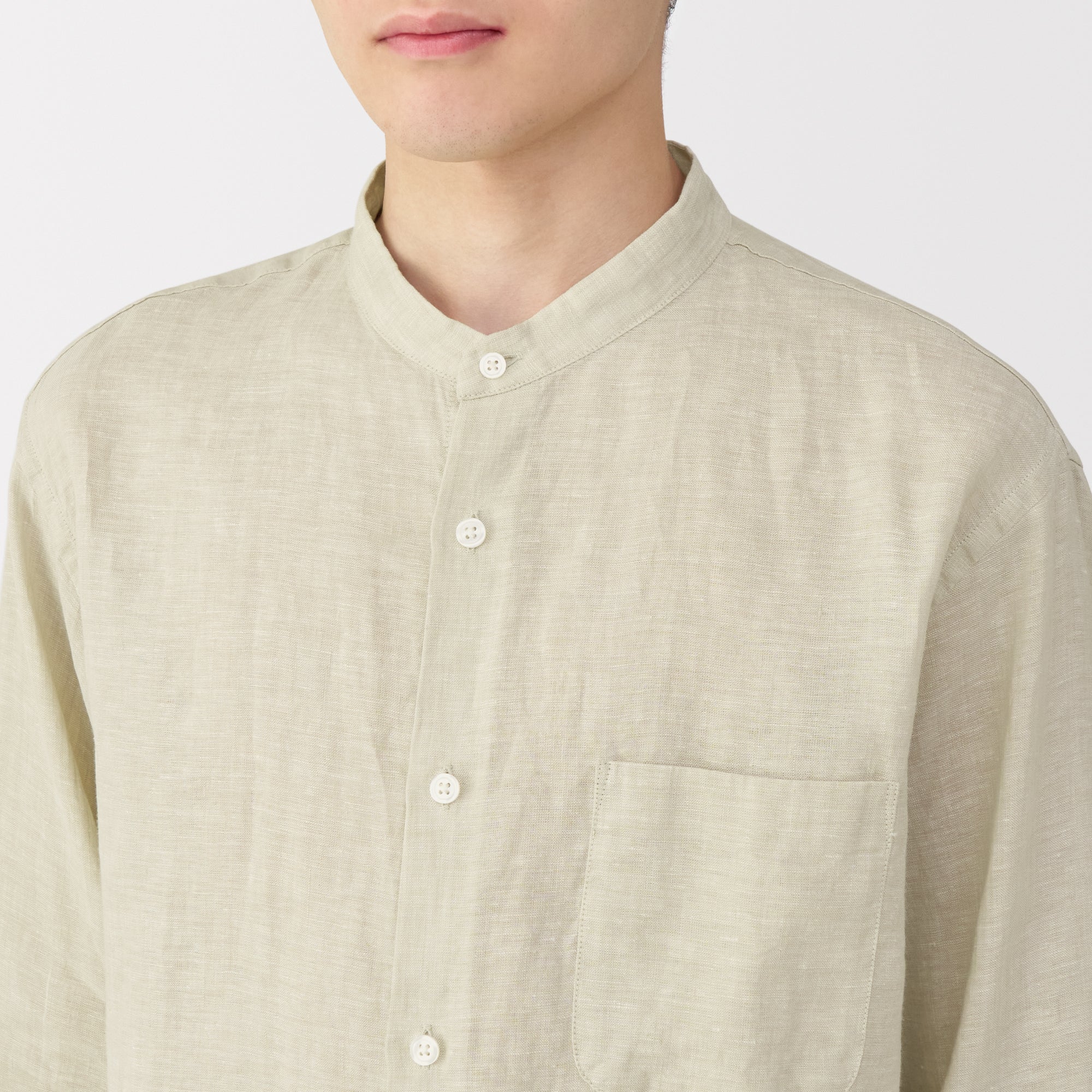 Men's Linen Stand Collar Shirt - Image 23