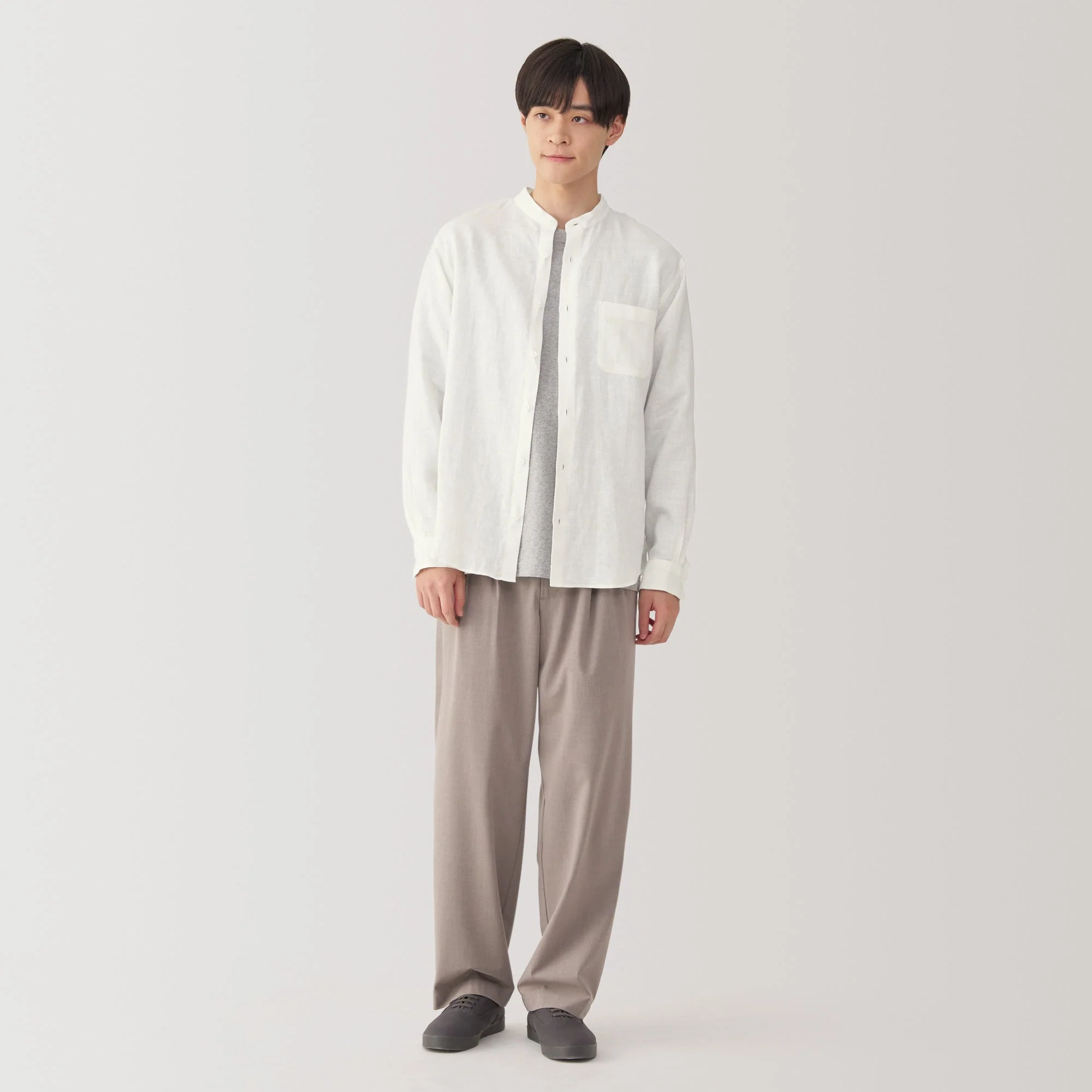 Men's Linen Stand Collar Shirt - Image 4