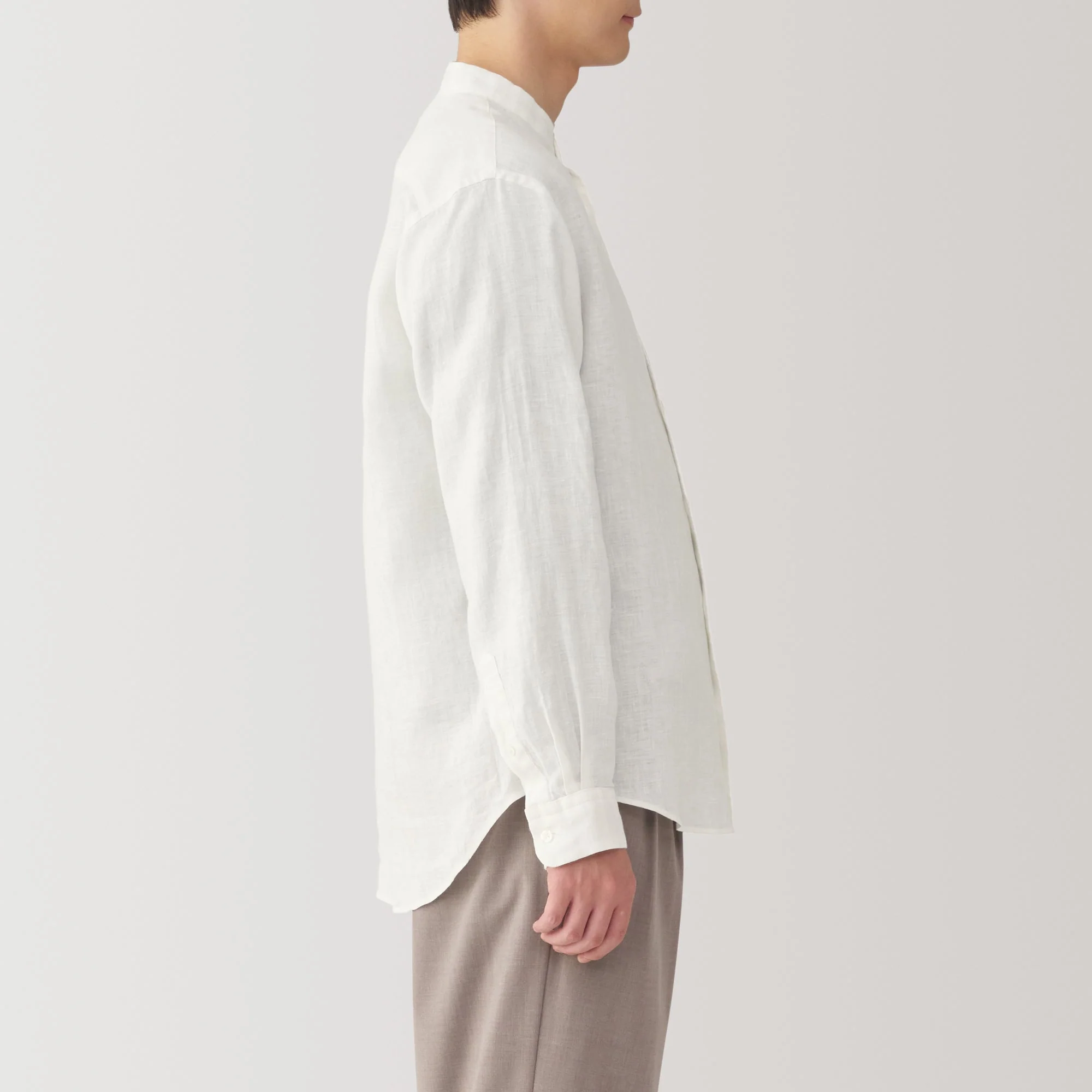Men's Linen Stand Collar Shirt - Image 5