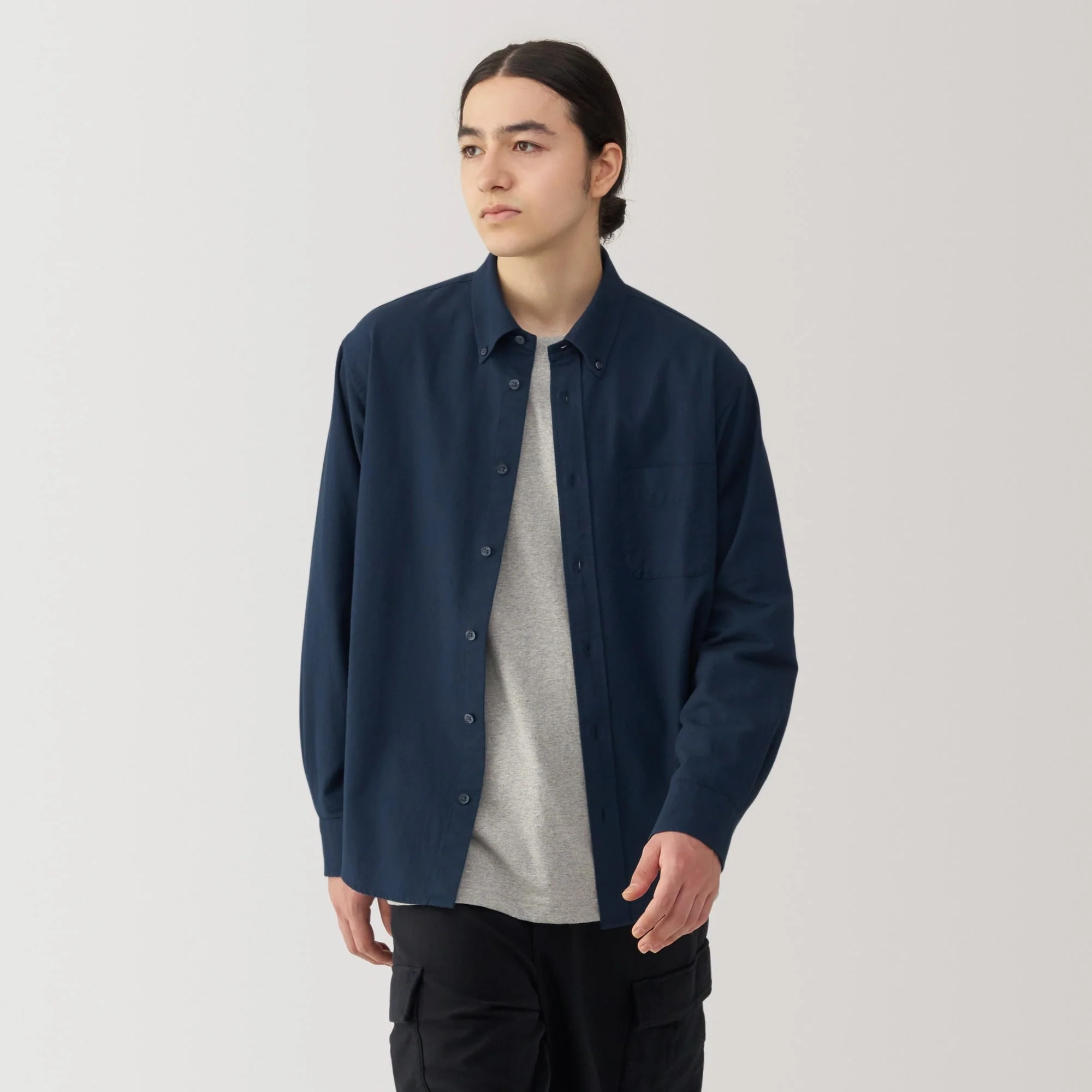 Men's Washed Oxford Button Down Long Sleeve Shirt - Image 27