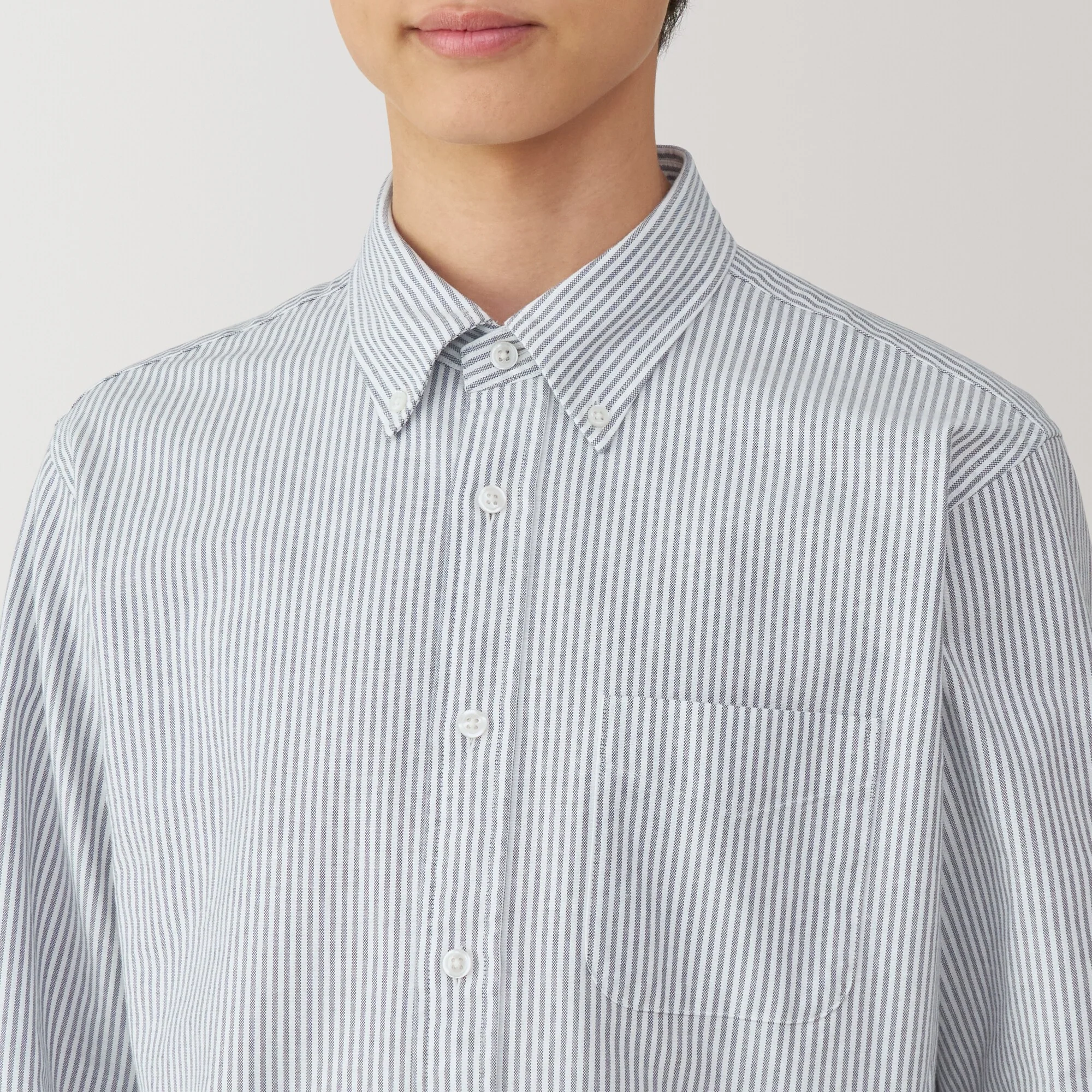 Men's Washed Oxford Button Down Long Sleeve Striped Shirt - Image 14