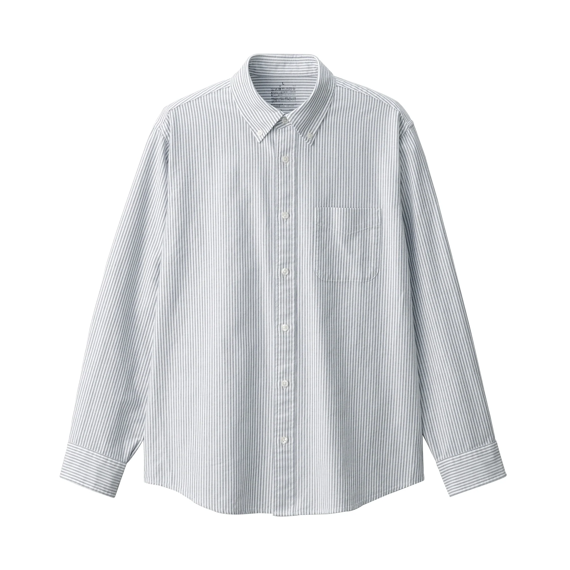 Men's Washed Oxford Button Down Long Sleeve Striped Shirt - Image 16