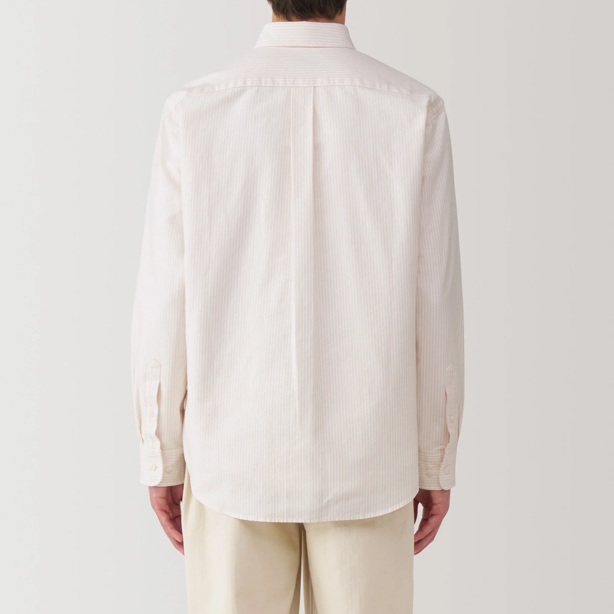 Men's Washed Oxford Button Down Long Sleeve Striped Shirt - Image 6