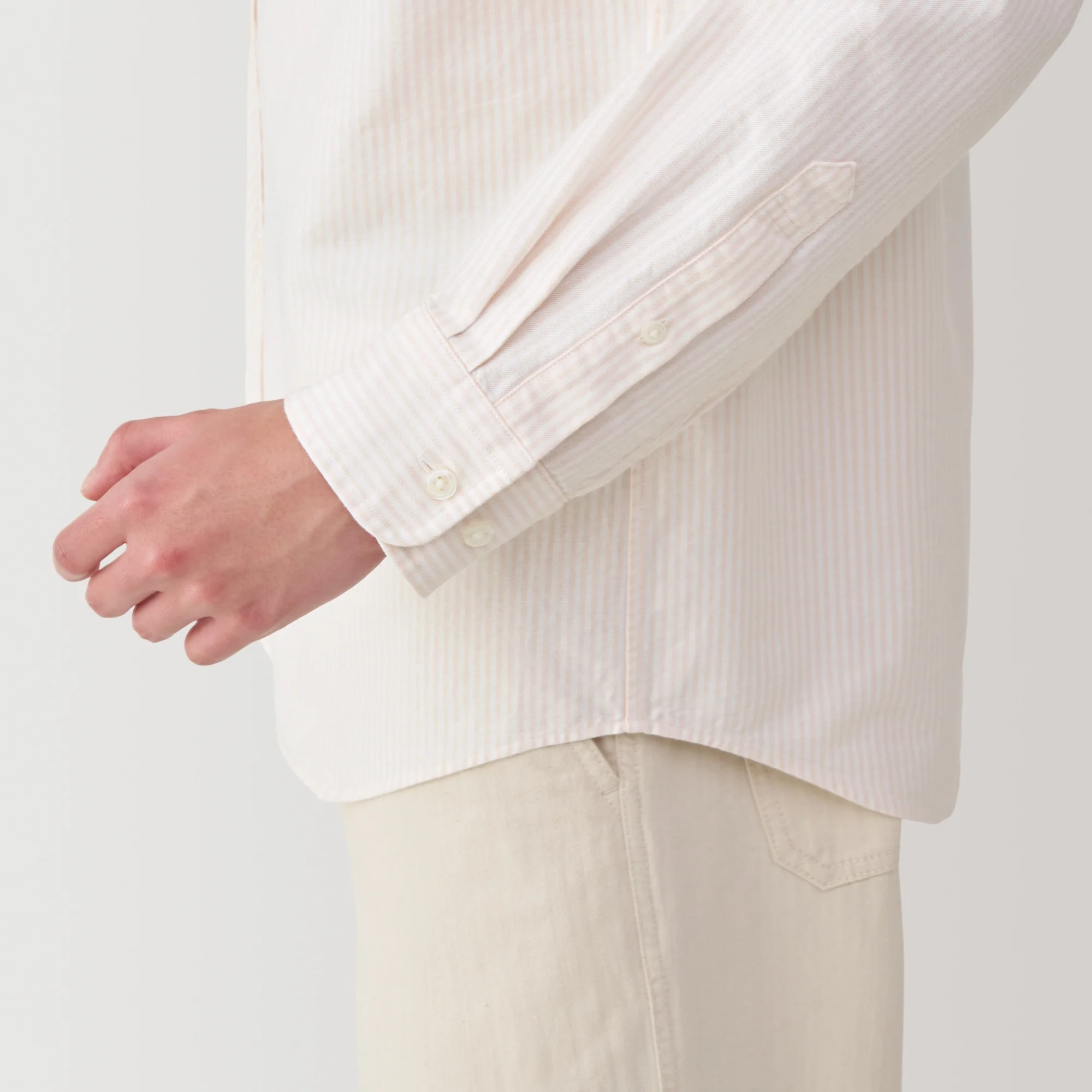 Men's Washed Oxford Button Down Long Sleeve Striped Shirt - Image 8