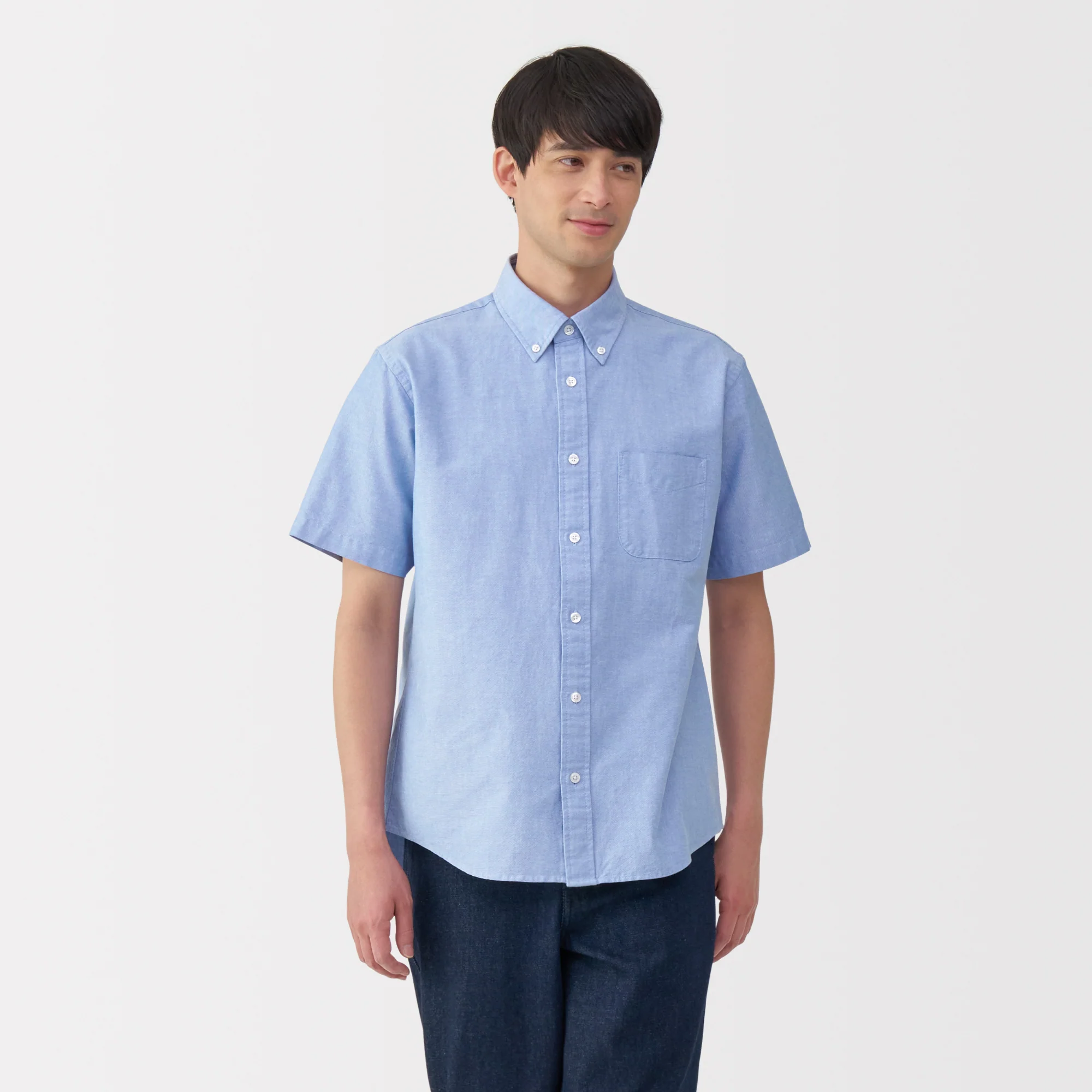 Men's Washed Oxford Button Down Short Sleeve Shirt - Image 19