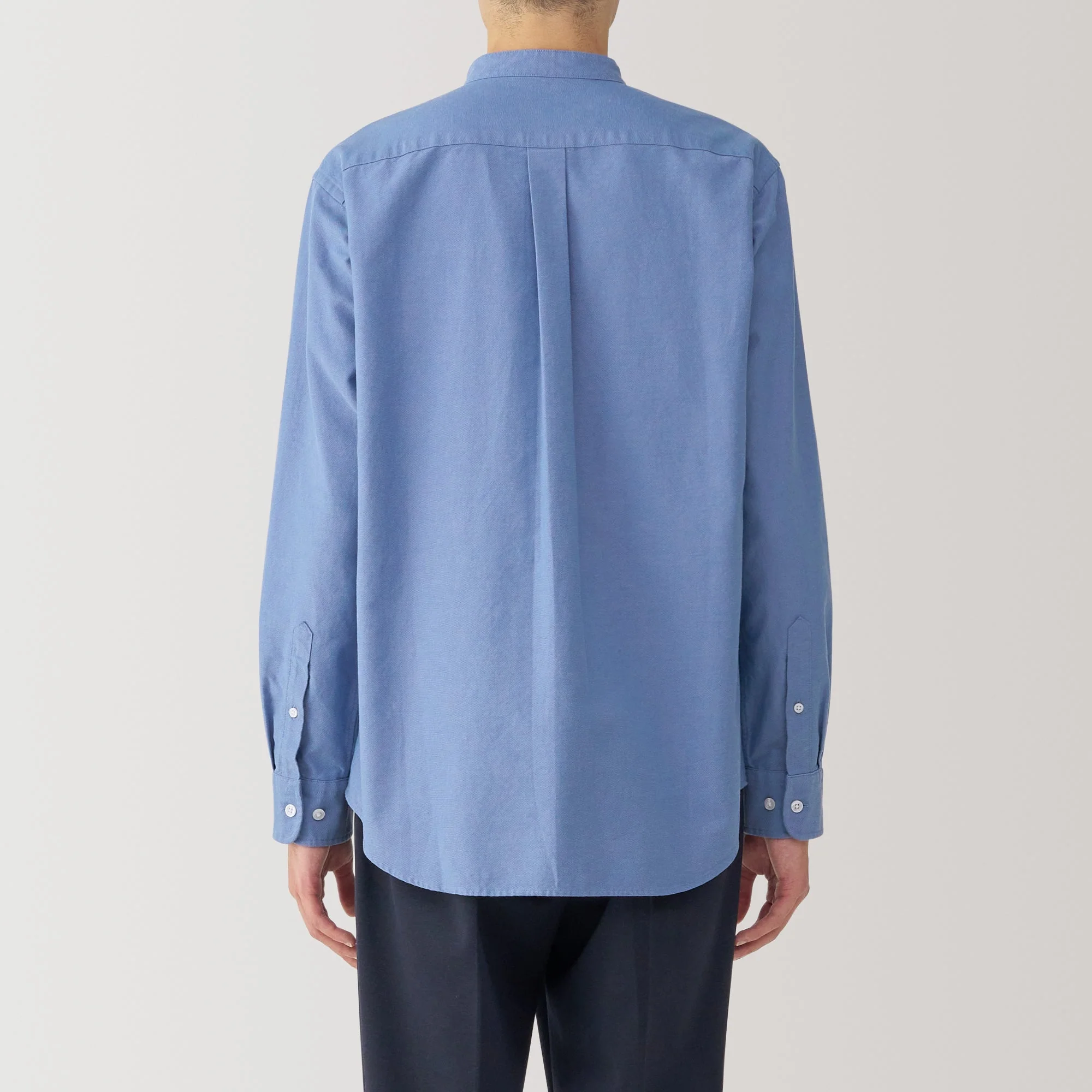 Men's Washed Oxford Stand Collar Long Sleeve Shirt - Image 30