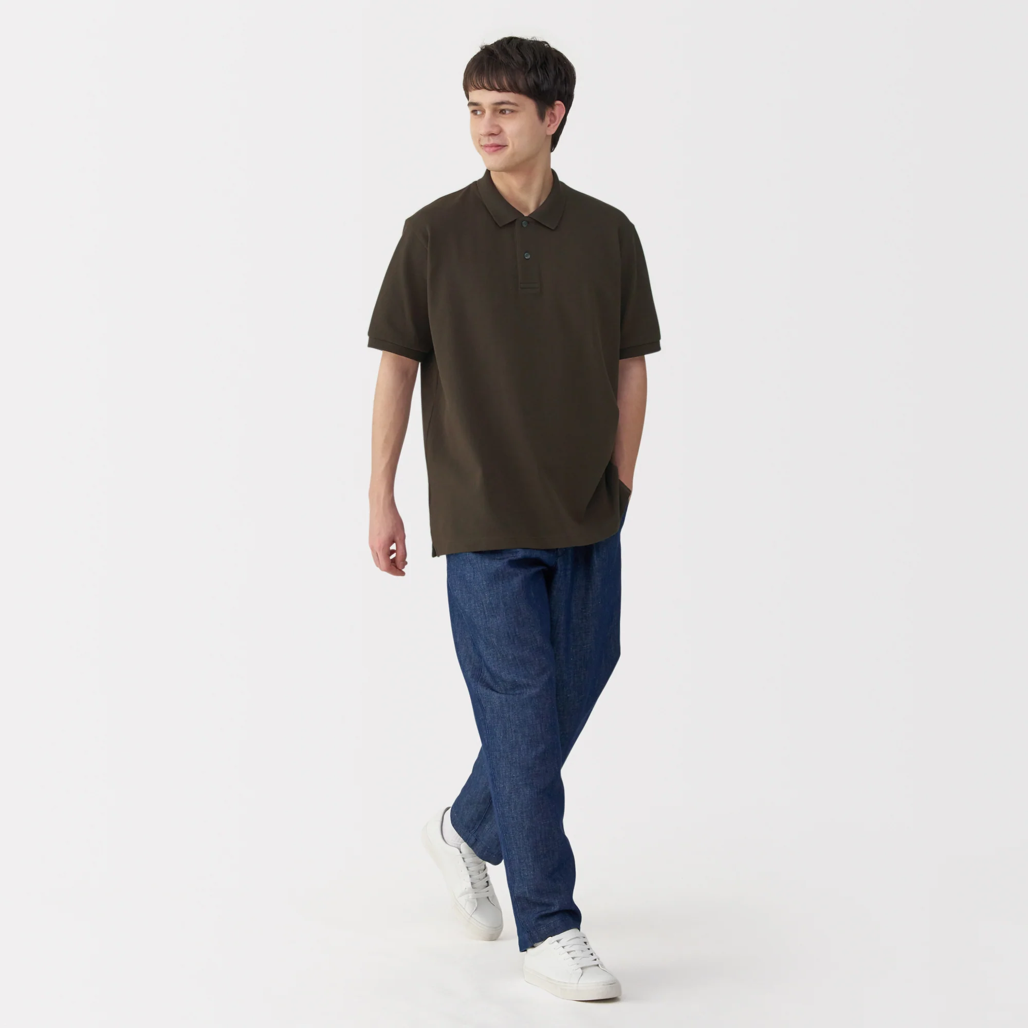 Men's Washed Pique Short Sleeve Polo Shirt - Image 44