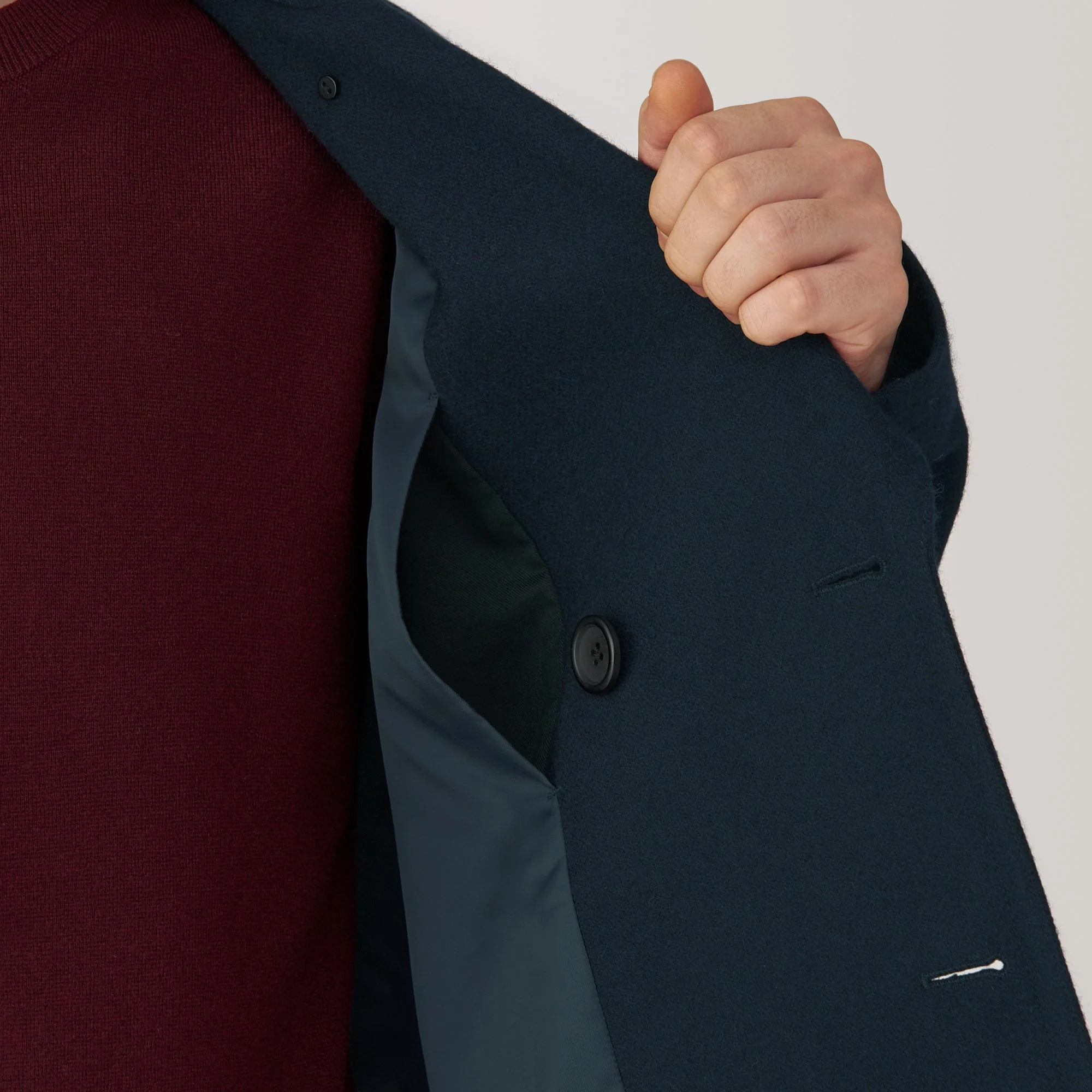 Men's Wool Blend Pea Coat - Dark Navy - Image 10
