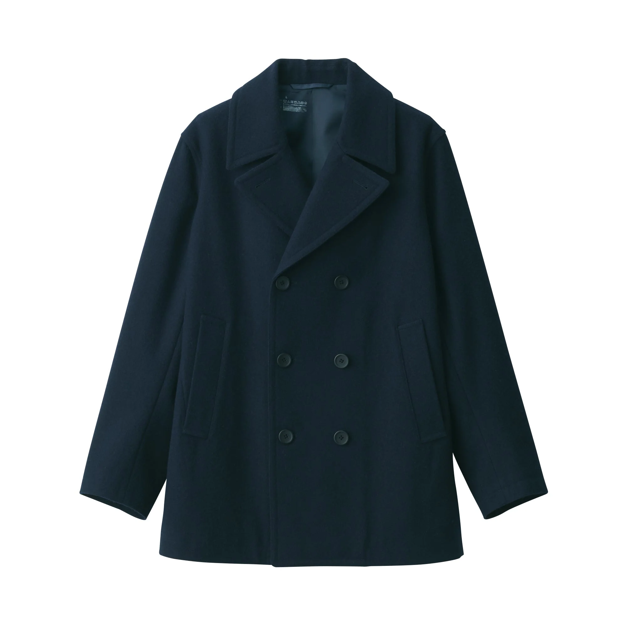 Men's Wool Blend Pea Coat - Dark Navy - Image 2