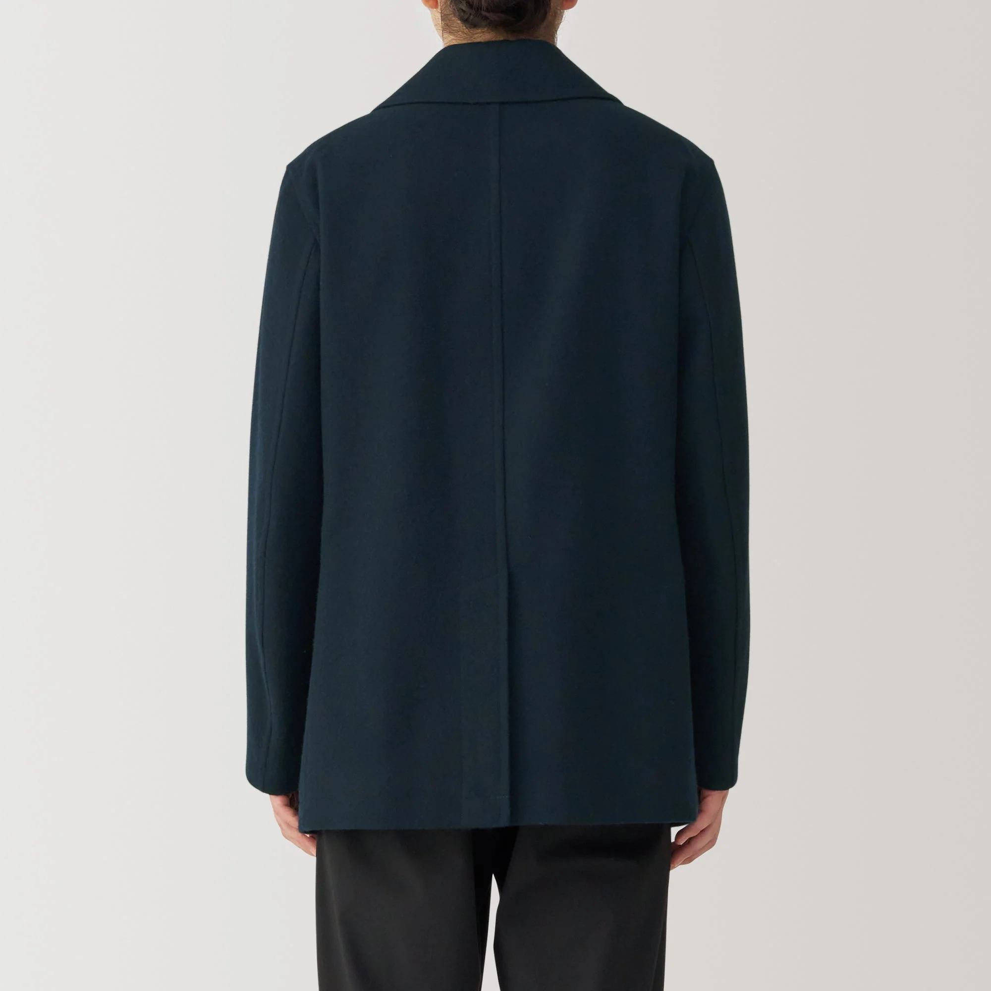 Men's Wool Blend Pea Coat - Dark Navy - Image 6