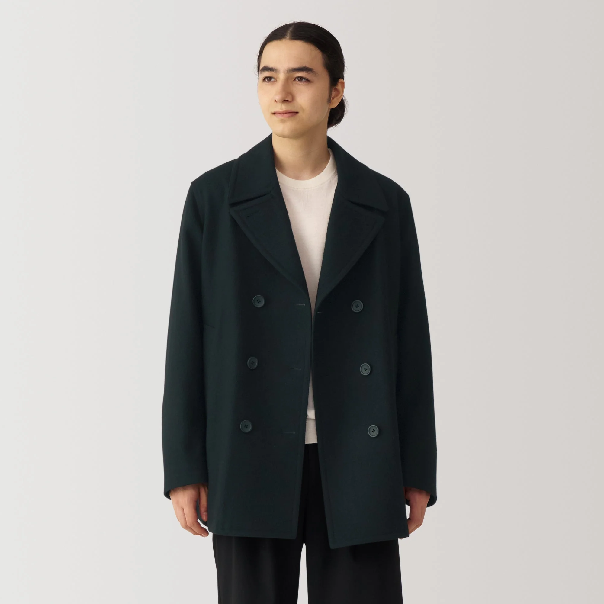 Men's Wool Blend Pea Coat - Black