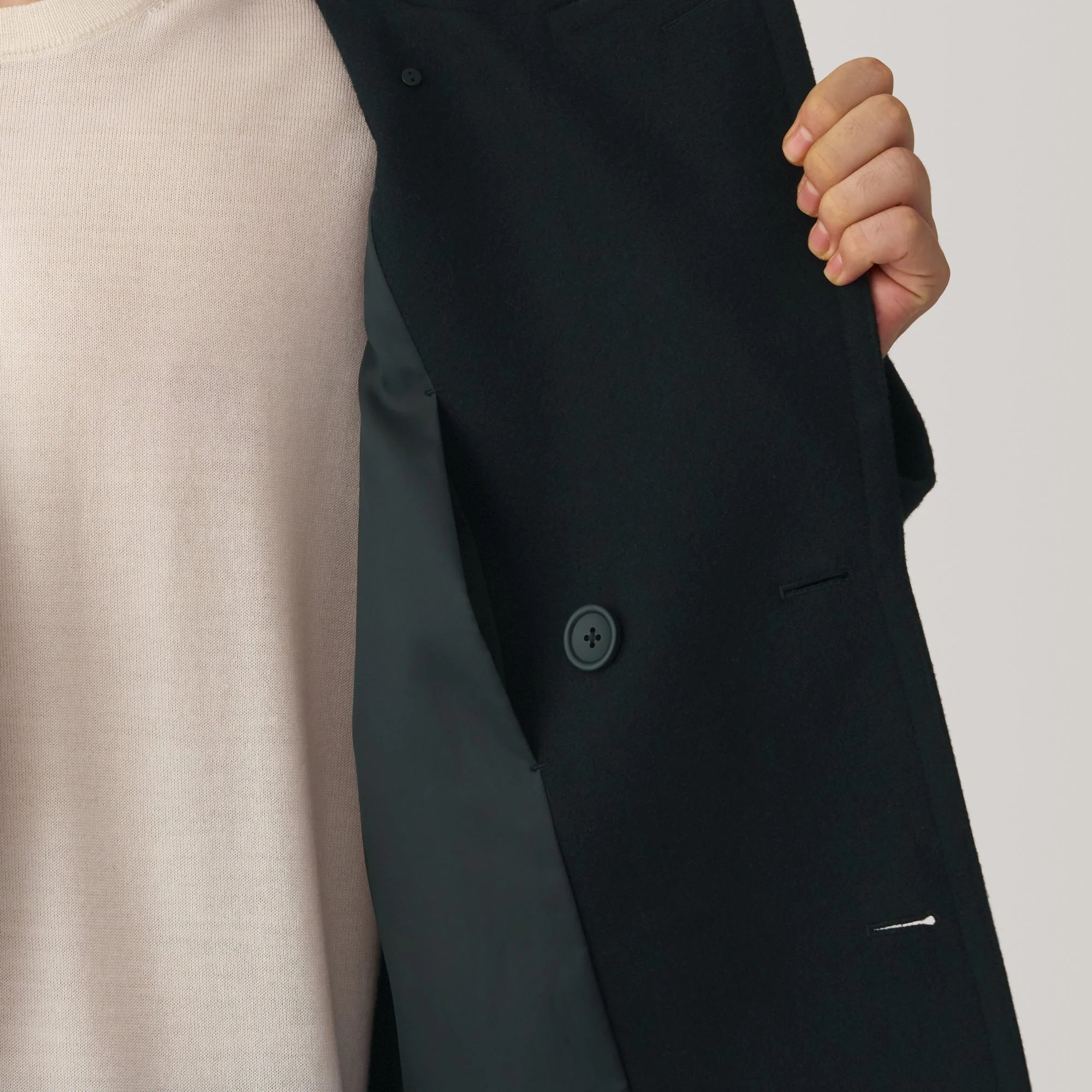 Men's Wool Blend Pea Coat - Black - Image 10