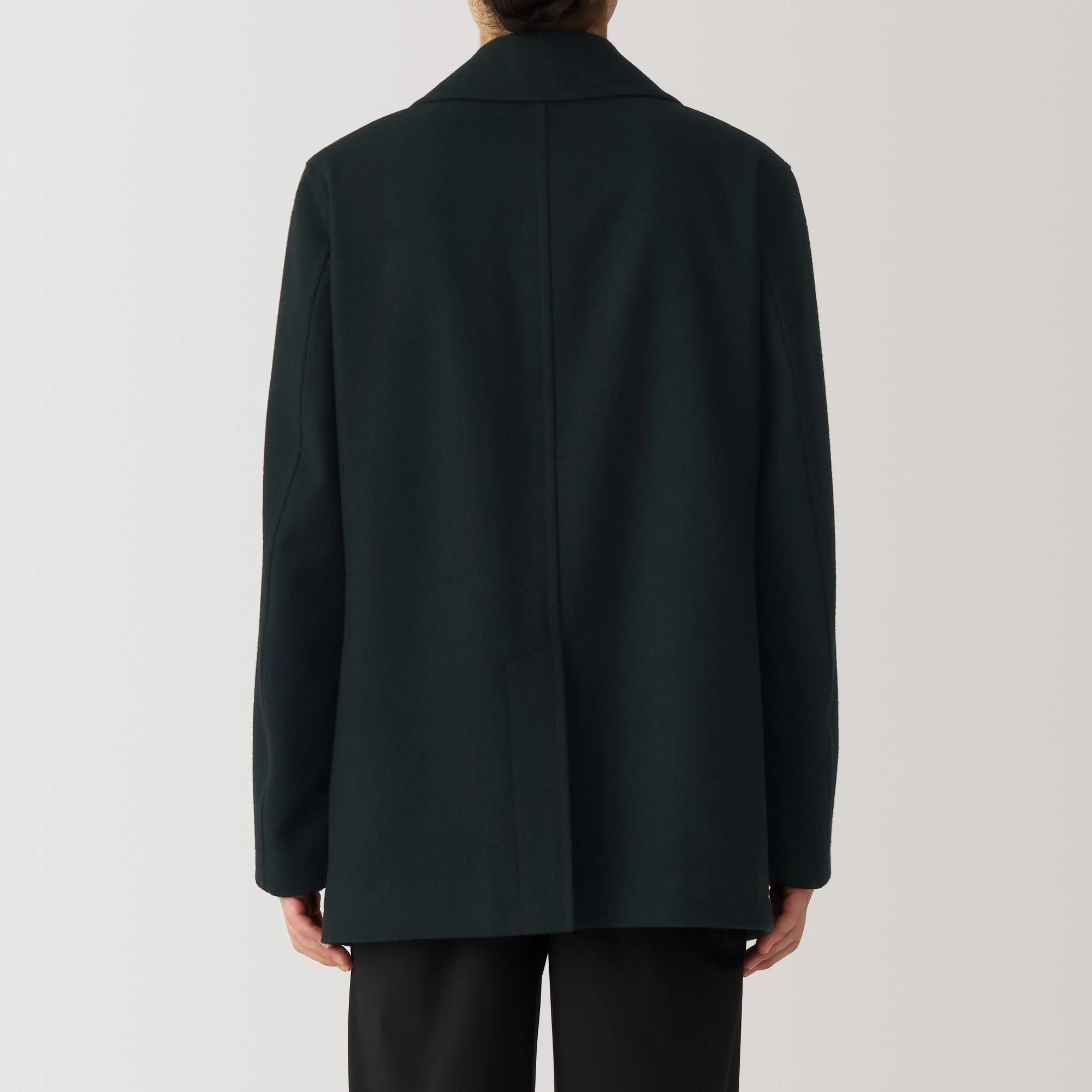 Men's Wool Blend Pea Coat - Black - Image 6