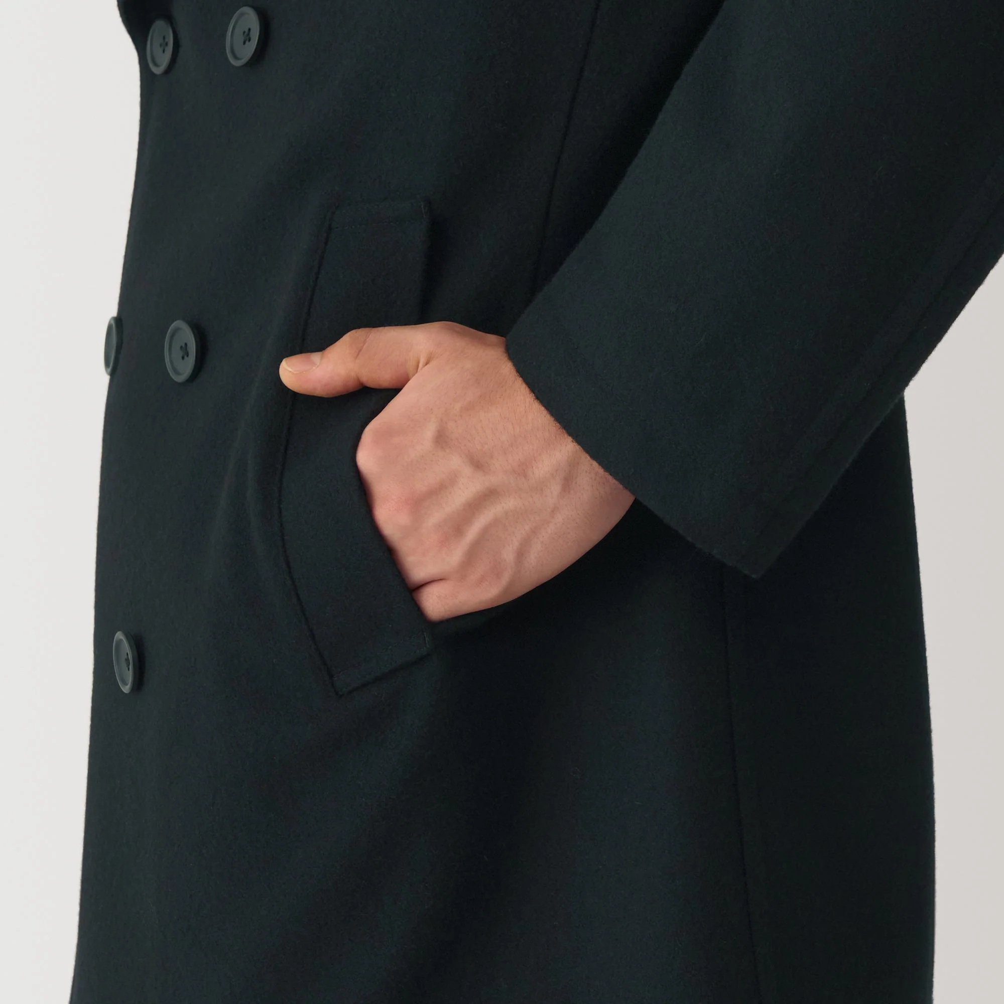 Men's Wool Blend Pea Coat - Black - Image 8