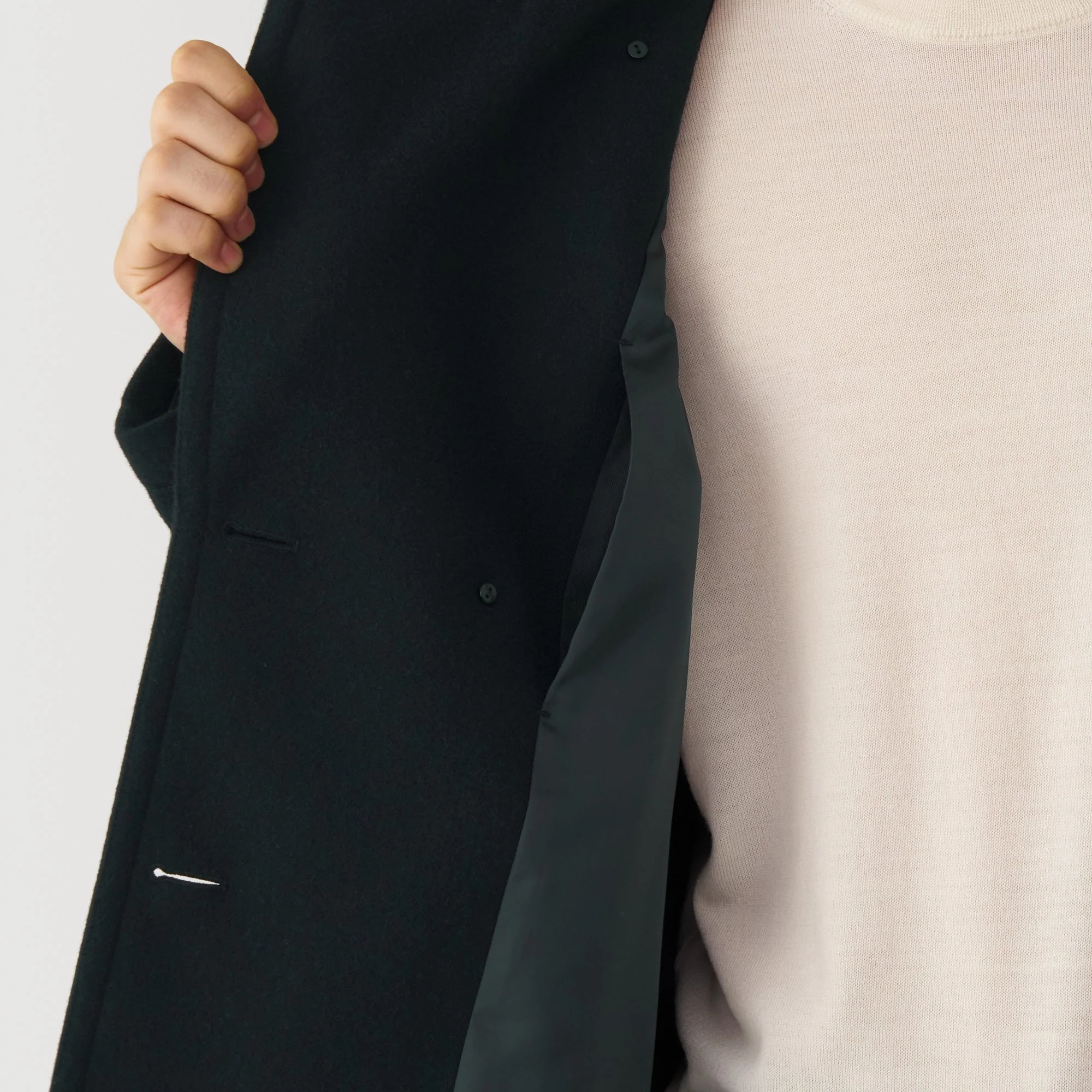 Men's Wool Blend Pea Coat - Black - Image 9