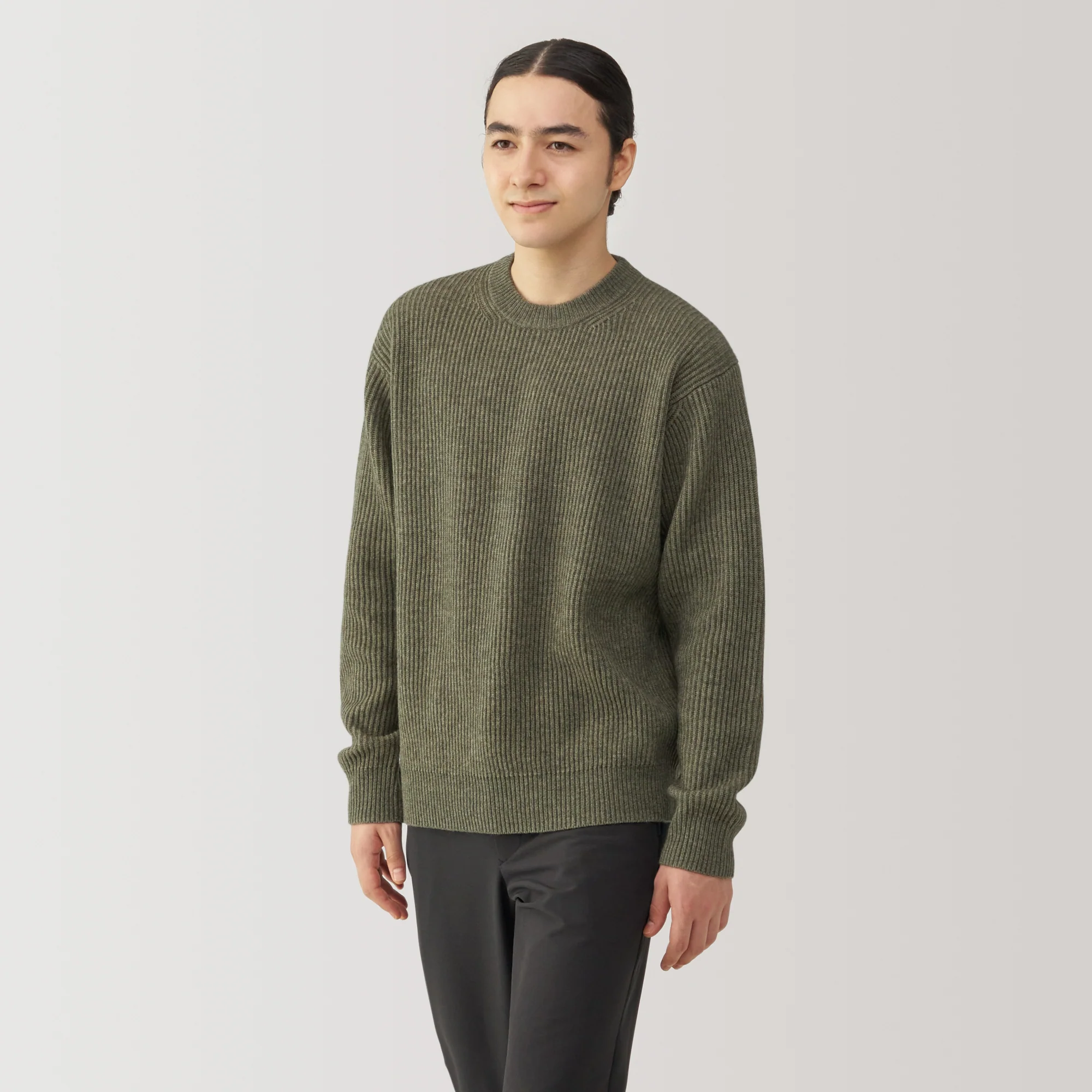 Men's Yak Wool Ribbed Crew Neck Sweater - Image 3