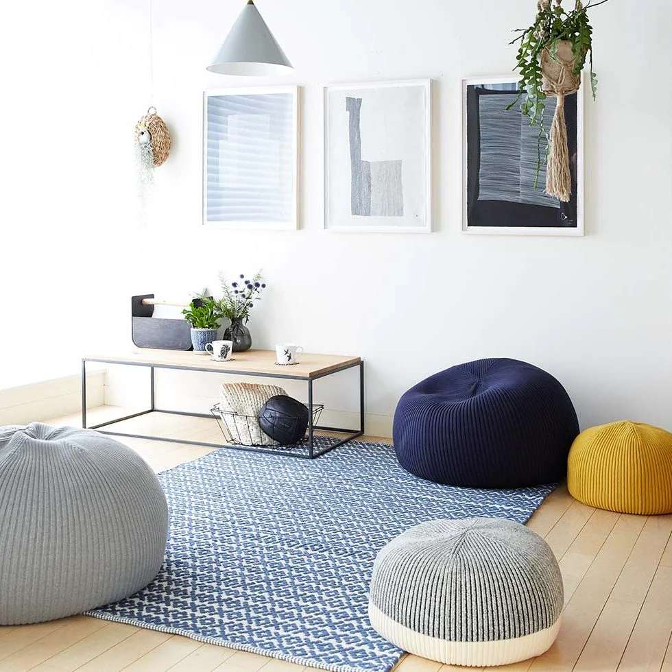 MUJI IDÉE Mini PUUF Cover - White x Black (Cushion Sold Separately) - Image 2