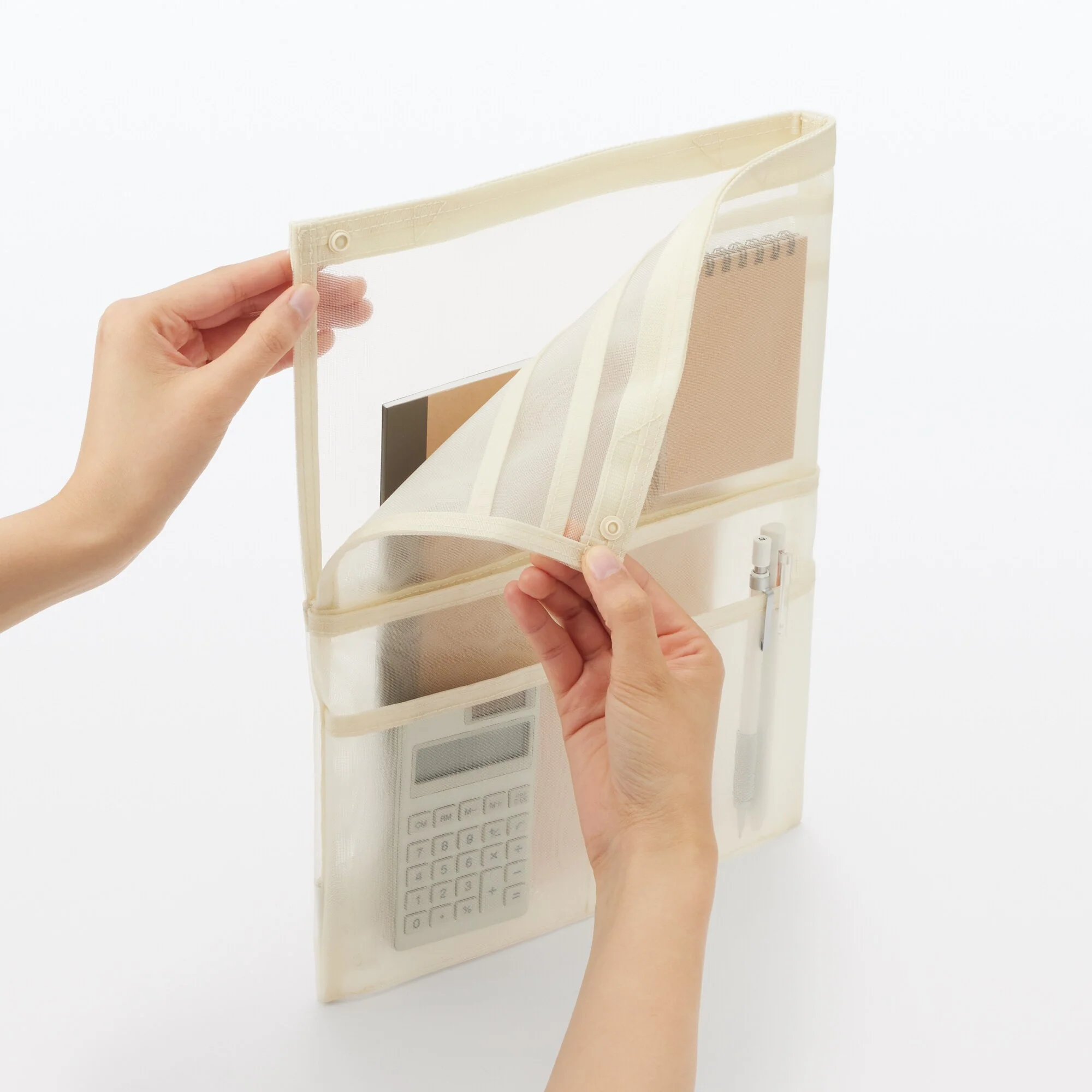 Nylon Mesh Bag Organizer Vertical - A4 Ivory - Image 2
