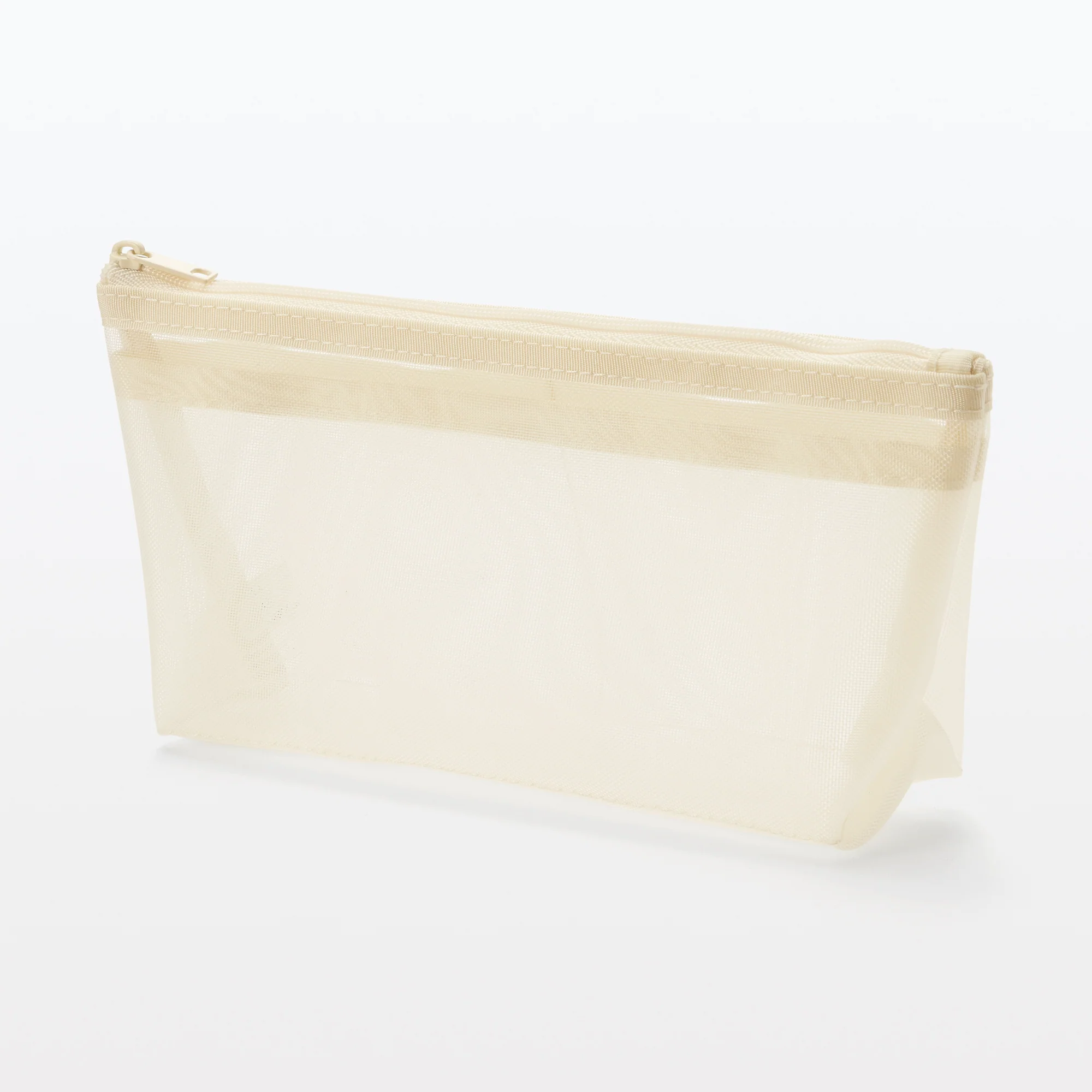 Nylon Mesh Pen Case with Gusset Tall - Ivory - Image 3