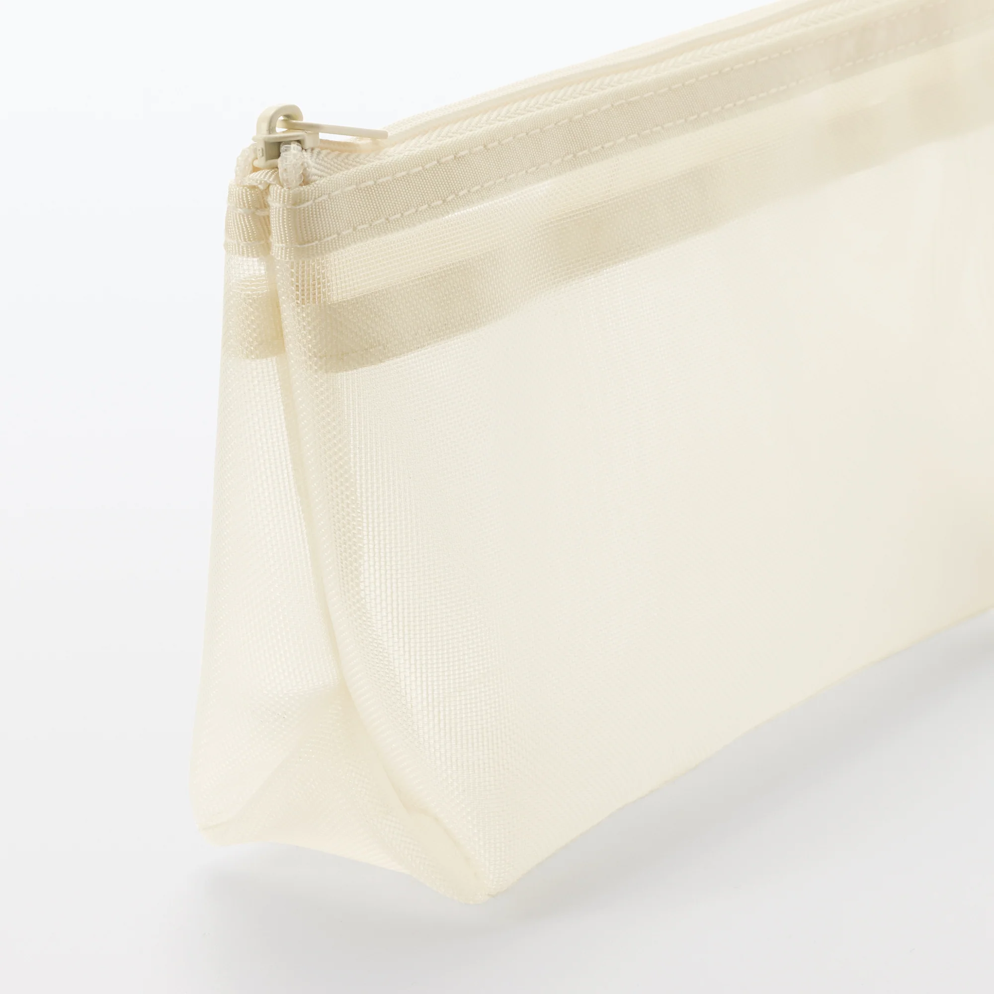 Nylon Mesh Pen Case with Gusset Tall - Ivory - Image 4