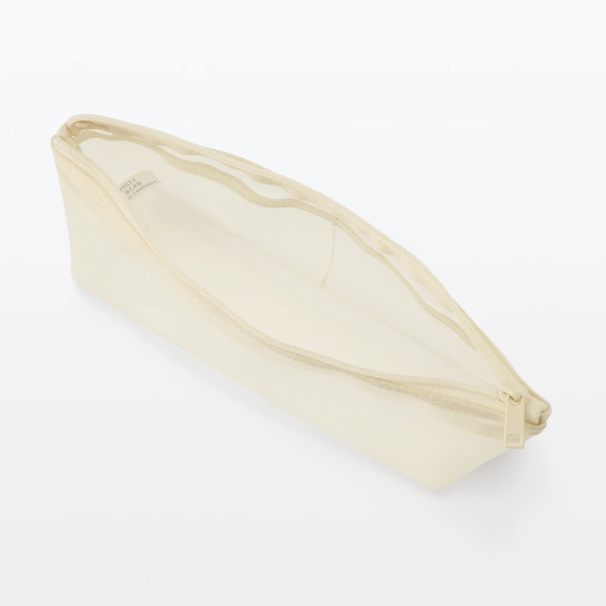 Nylon Mesh Pen Case with Gusset Tall - Ivory - Image 5