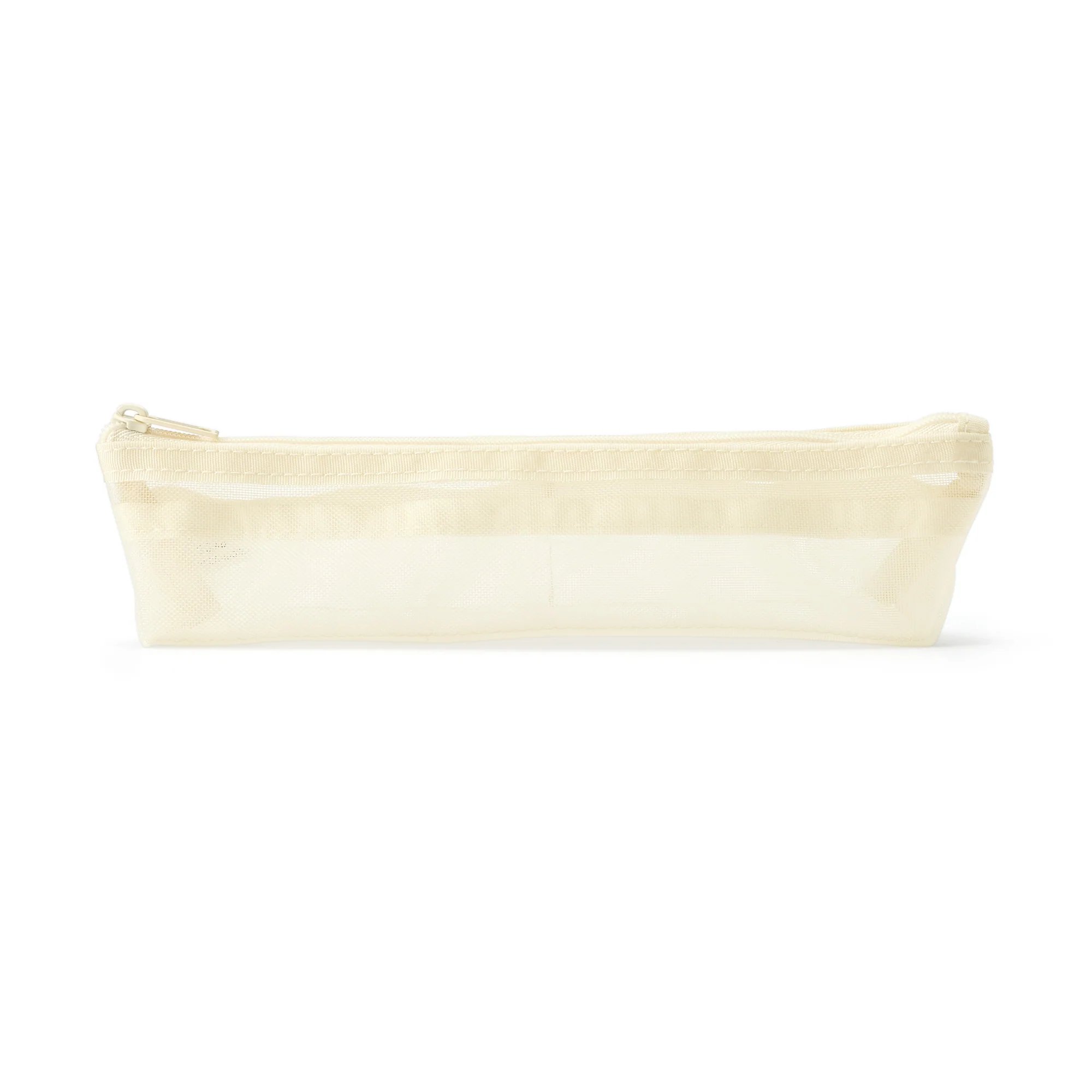Nylon Mesh Pen Case with Gusset Thin - Ivory