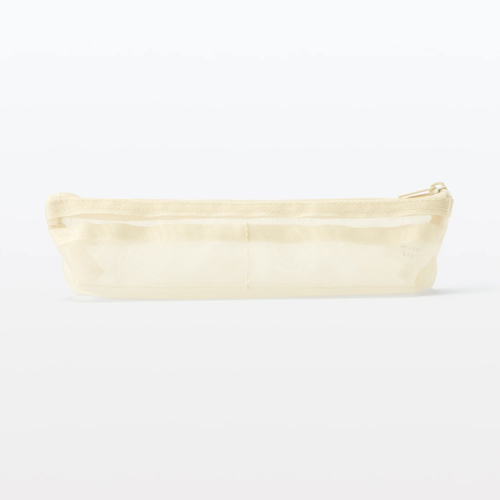 Nylon Mesh Pen Case with Gusset Thin - Ivory - Image 2