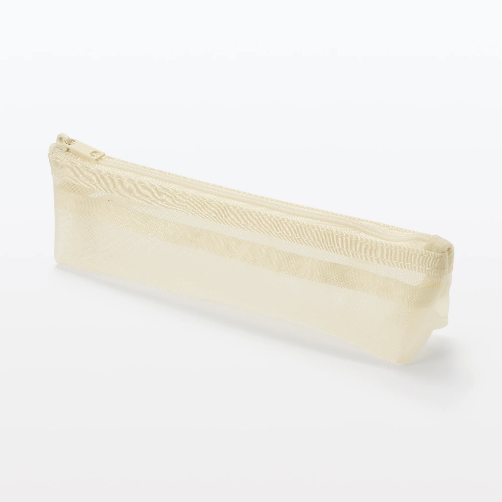 Nylon Mesh Pen Case with Gusset Thin - Ivory - Image 3