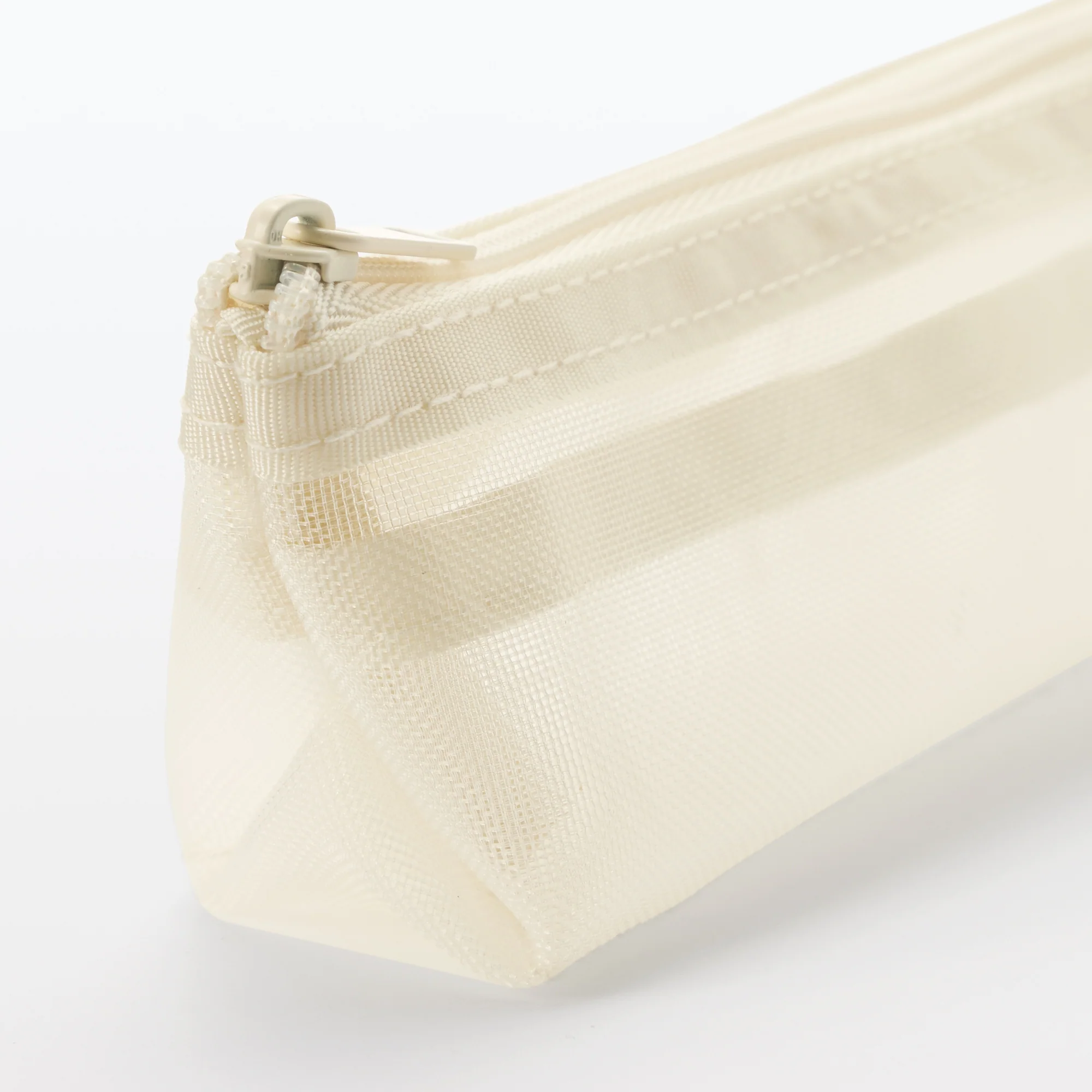 Nylon Mesh Pen Case with Gusset Thin - Ivory - Image 4