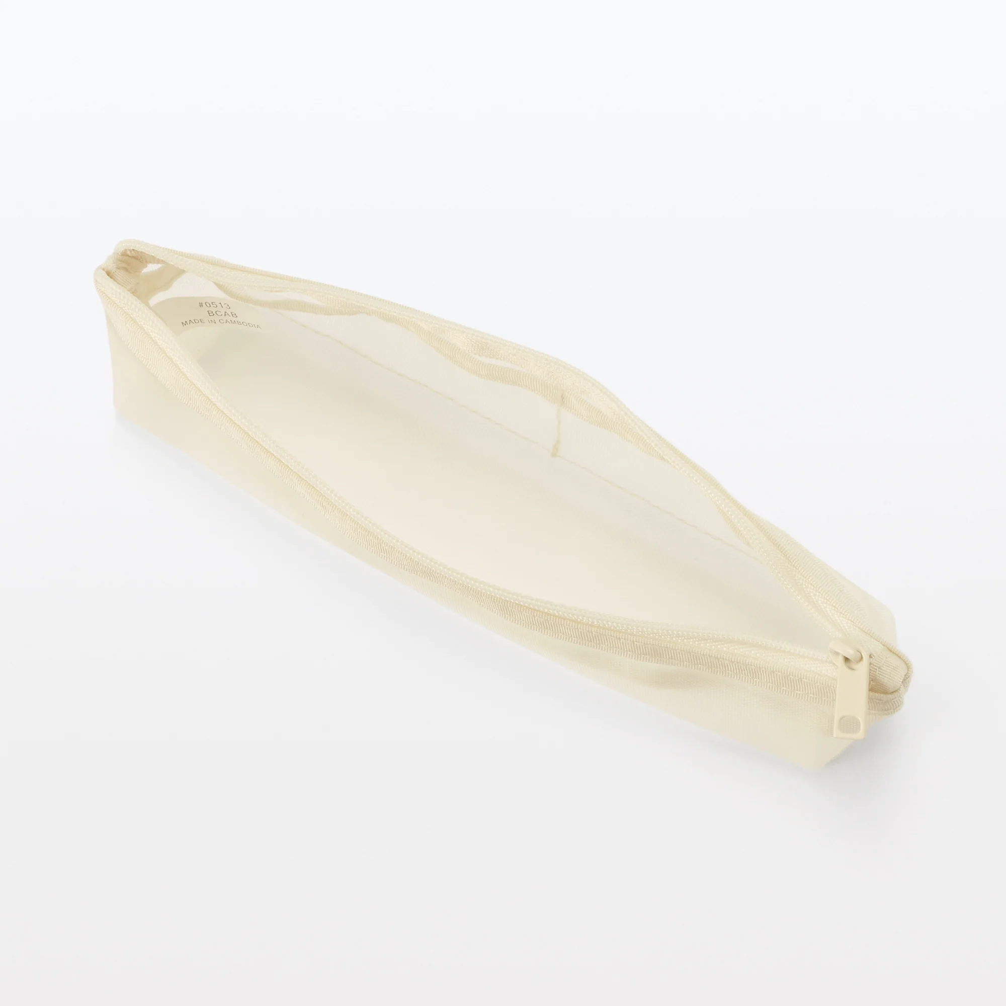 Nylon Mesh Pen Case with Gusset Thin - Ivory - Image 5
