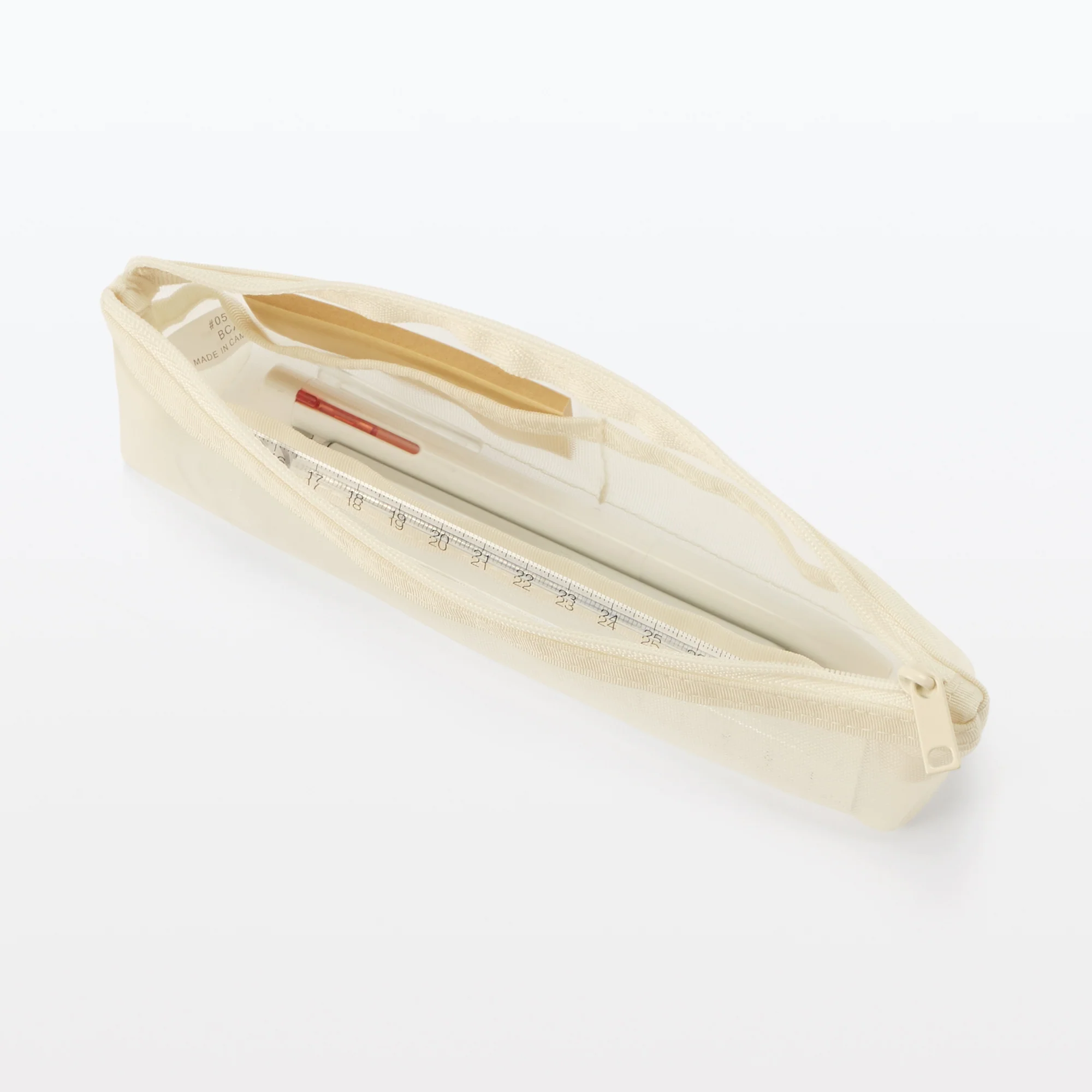 Nylon Mesh Pen Case with Gusset Thin - Ivory - Image 6