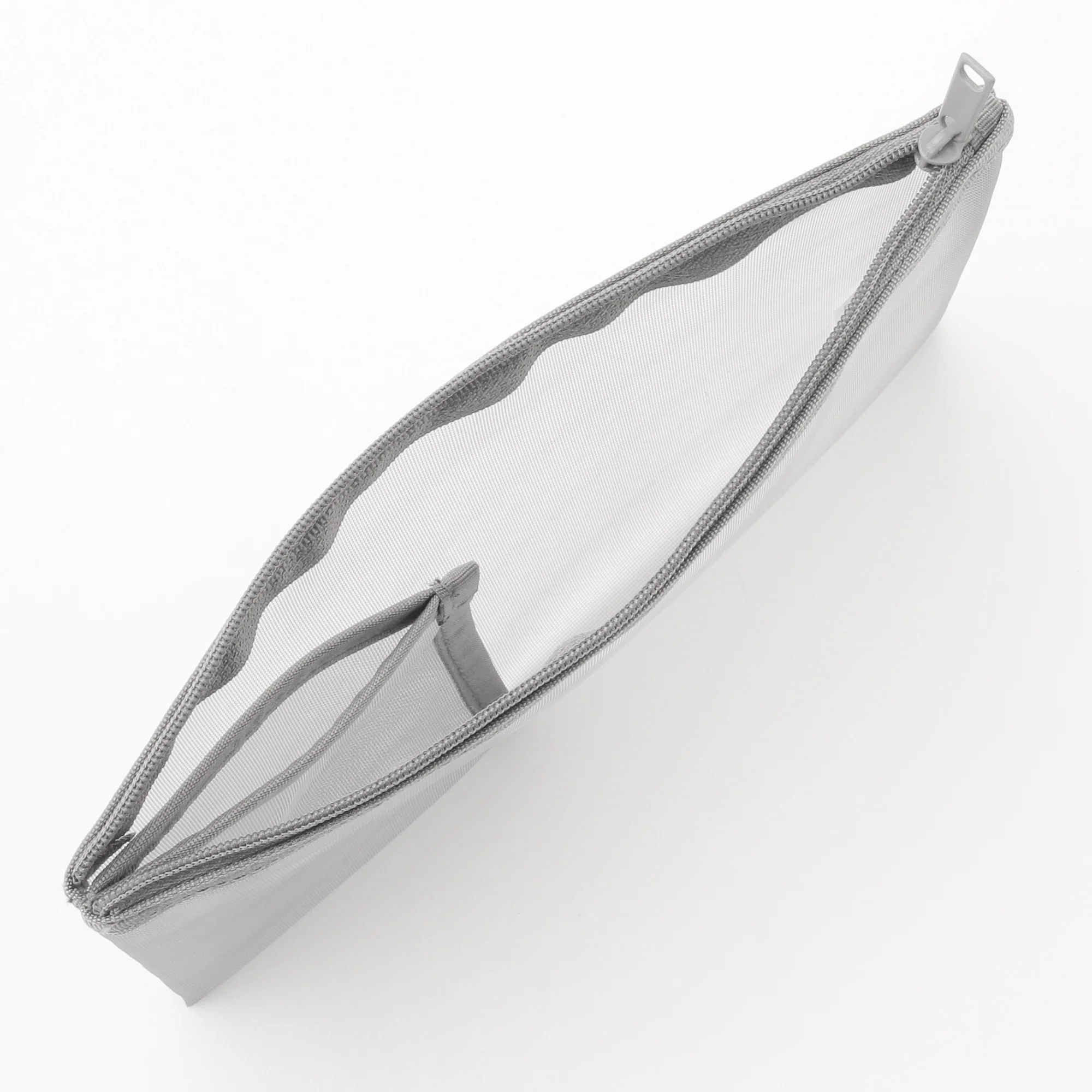Nylon Mesh Pouch with Pocket - B6 - Grey - Image 3