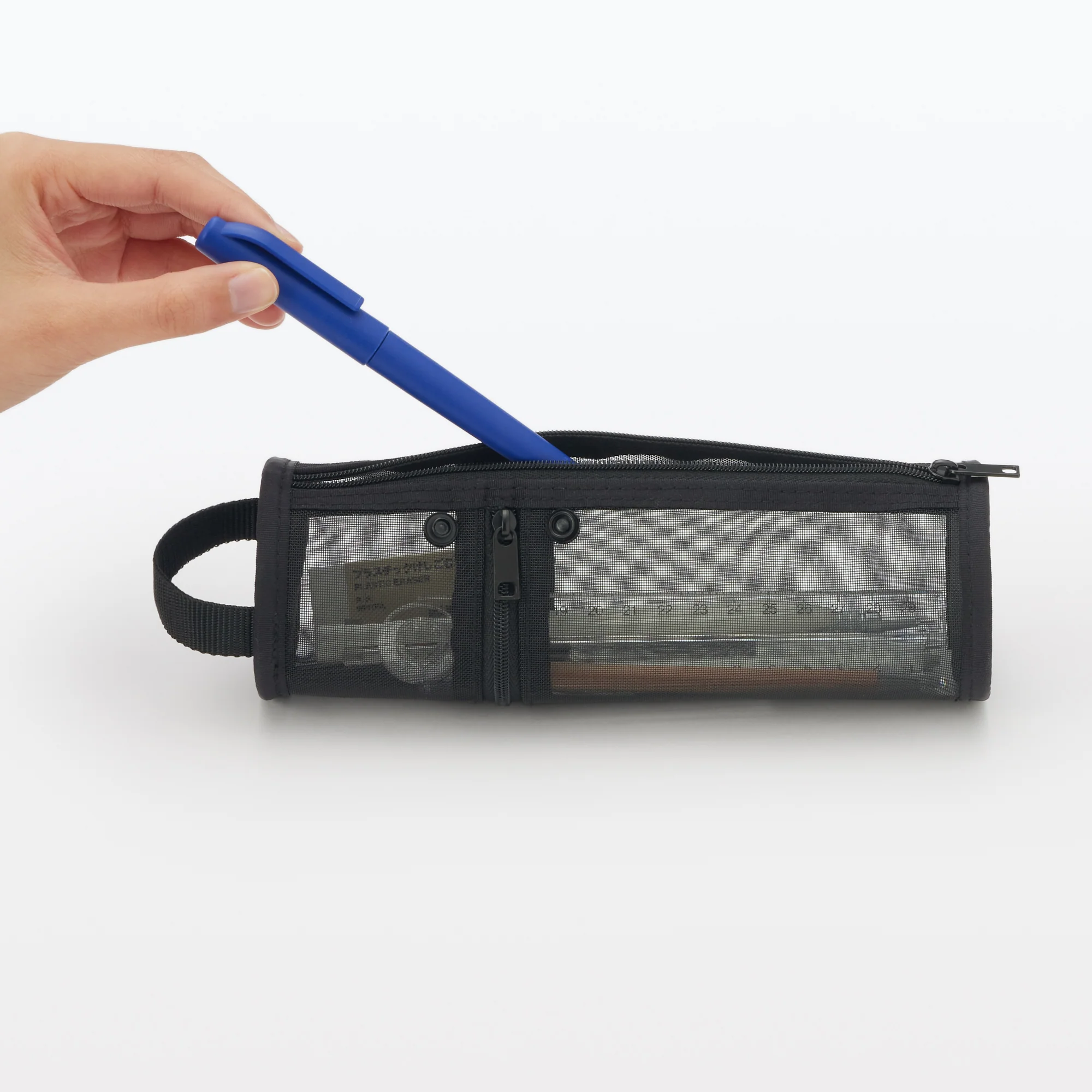 Nylon Mesh Vertical/Horizontal Pen Case Thin - Black - Image 6