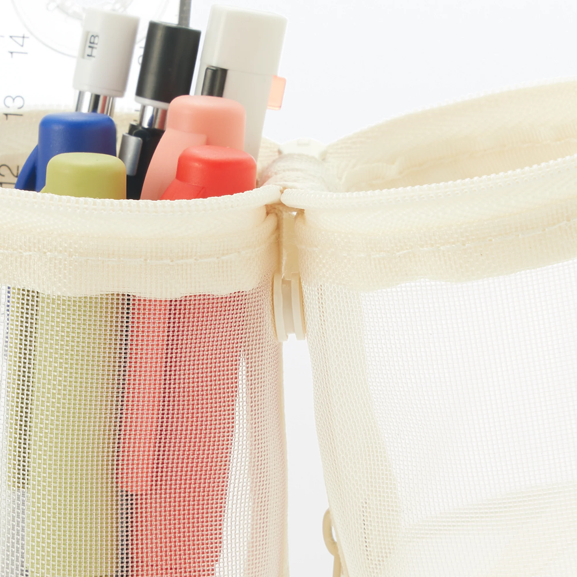 Nylon Mesh Vertical/Horizontal Pen Case Thin - Ivory - Image 8
