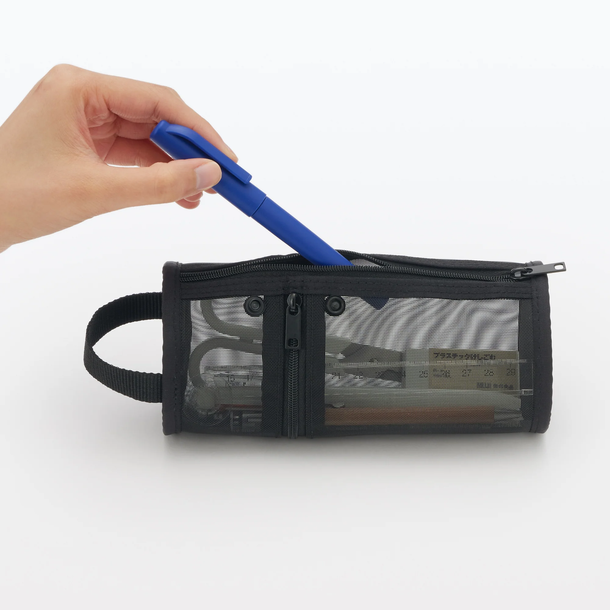 Nylon Mesh Vertical/Horizontal Pen Case Wide - Black - Image 6