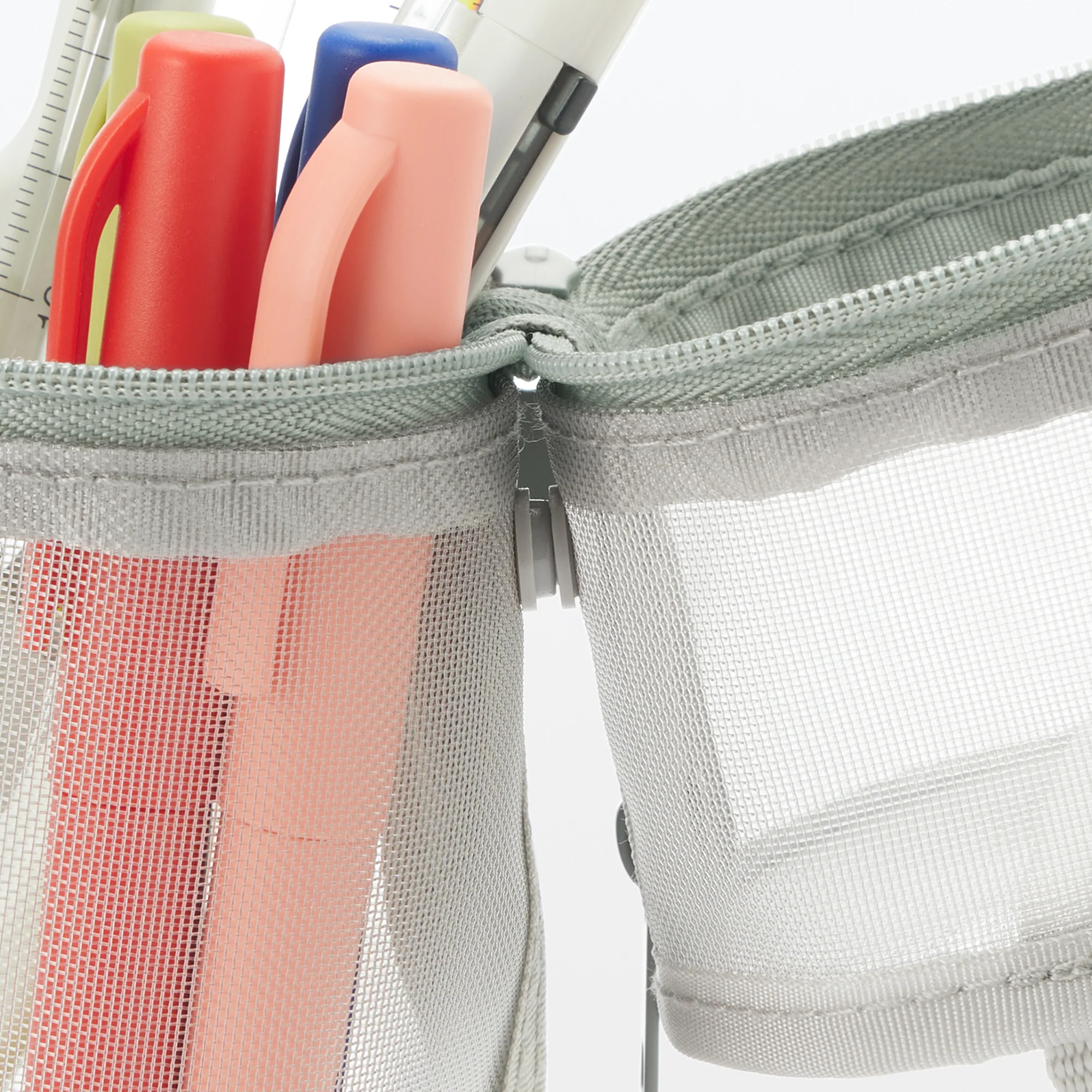 Nylon Mesh Vertical/Horizontal Pen Case Wide - Grey - Image 8