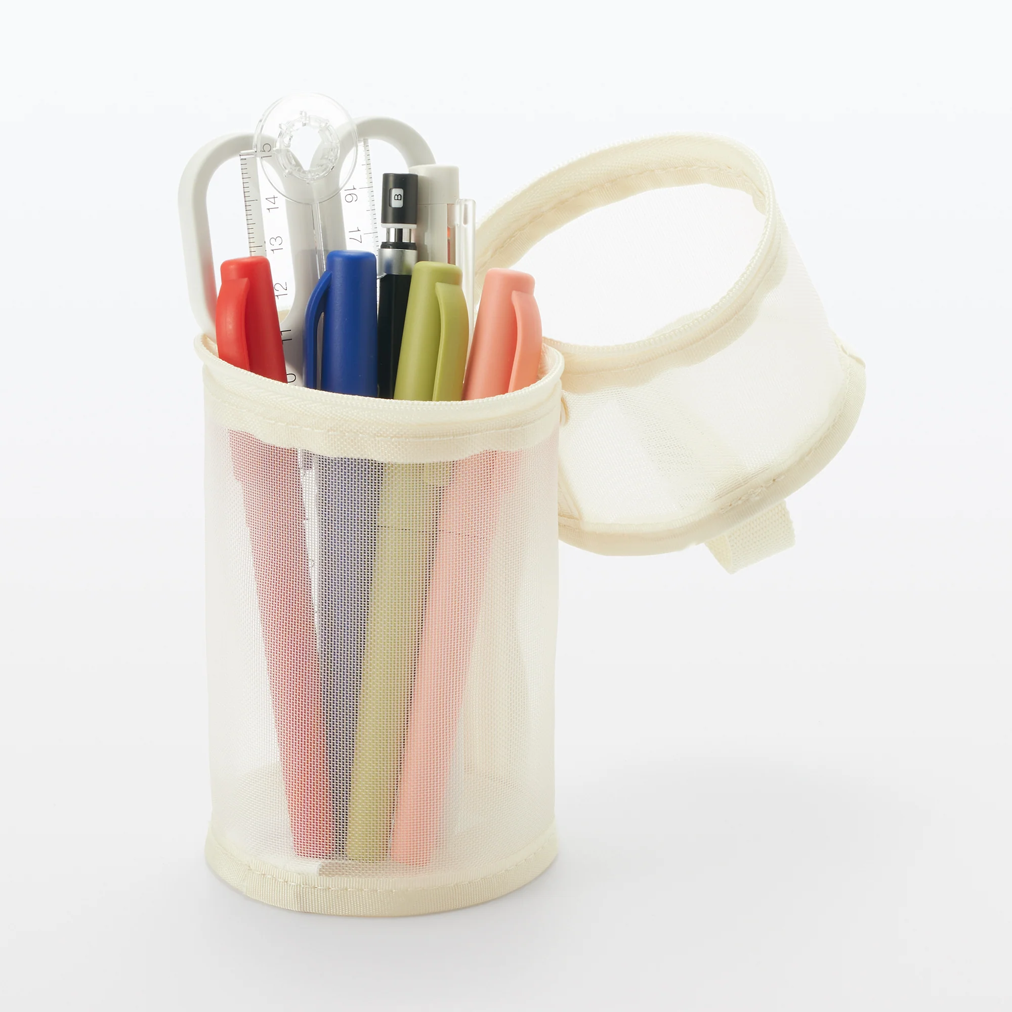 Nylon Mesh Vertical/Horizontal Pen Case Wide - Ivory