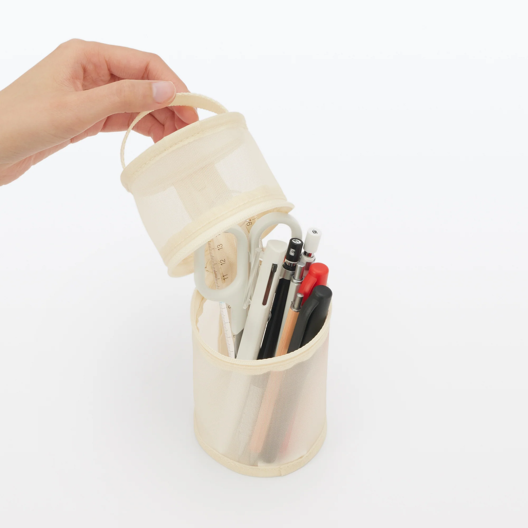 Nylon Mesh Vertical/Horizontal Pen Case Wide - Ivory - Image 7